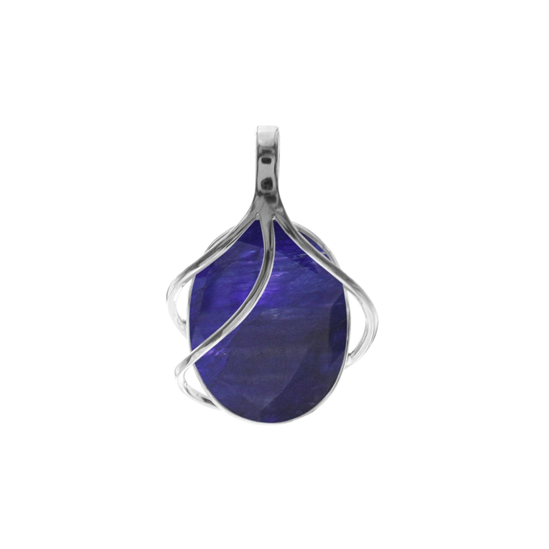 Viola sapphire quartz triple overlay pendant