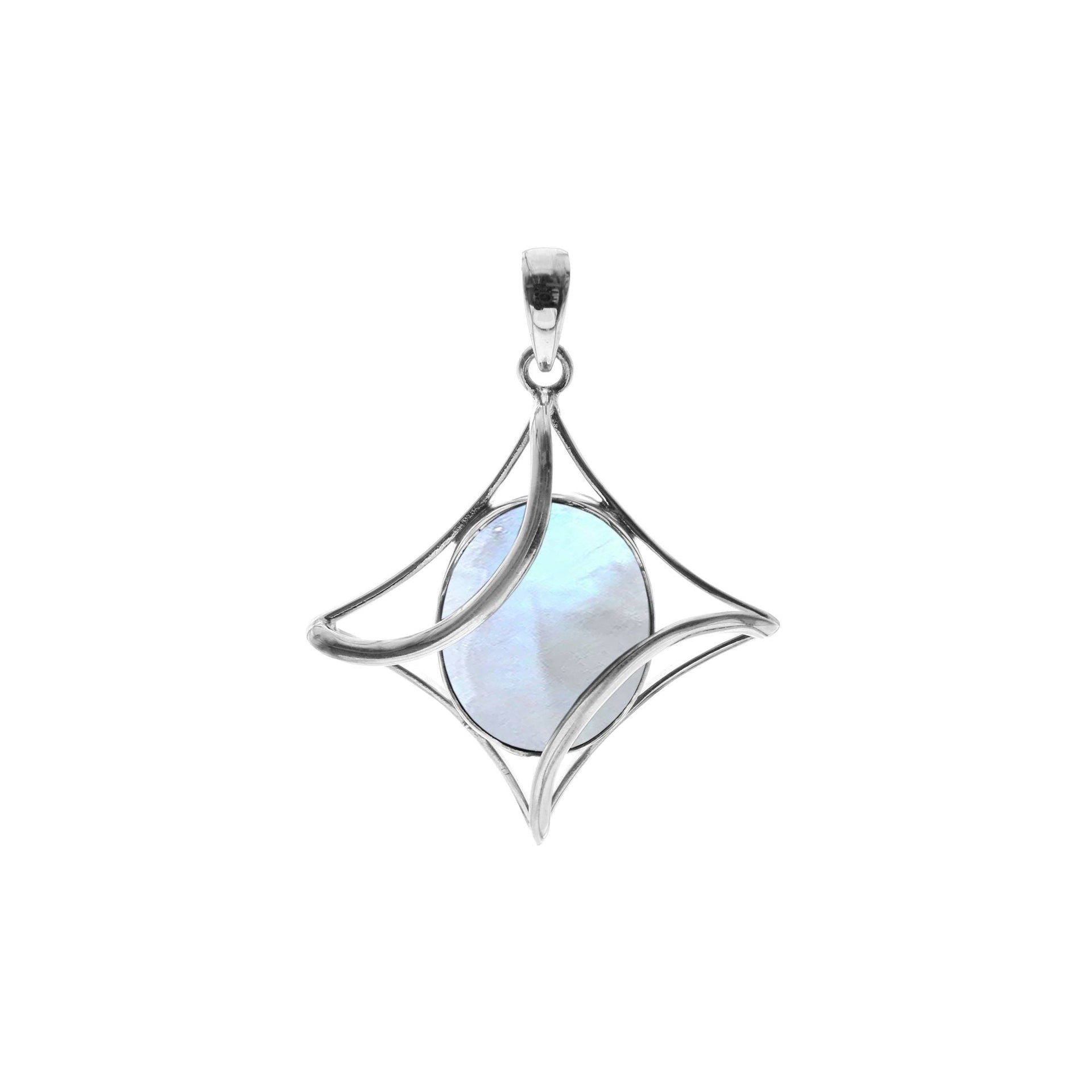 Chloe diamond wire encased oval rainbow moonstone pendant