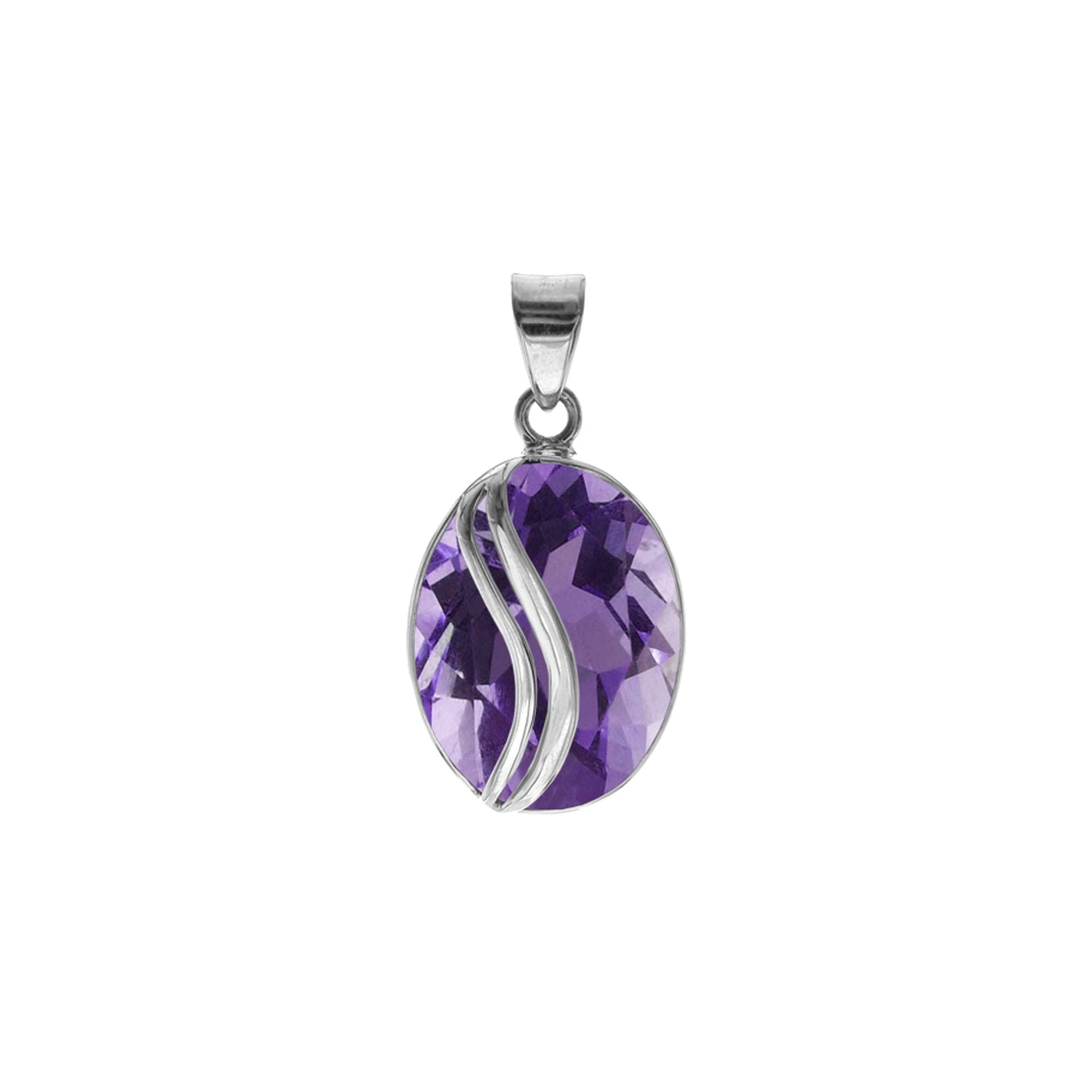 Viola amethyst facet with stripe overlay pendant
