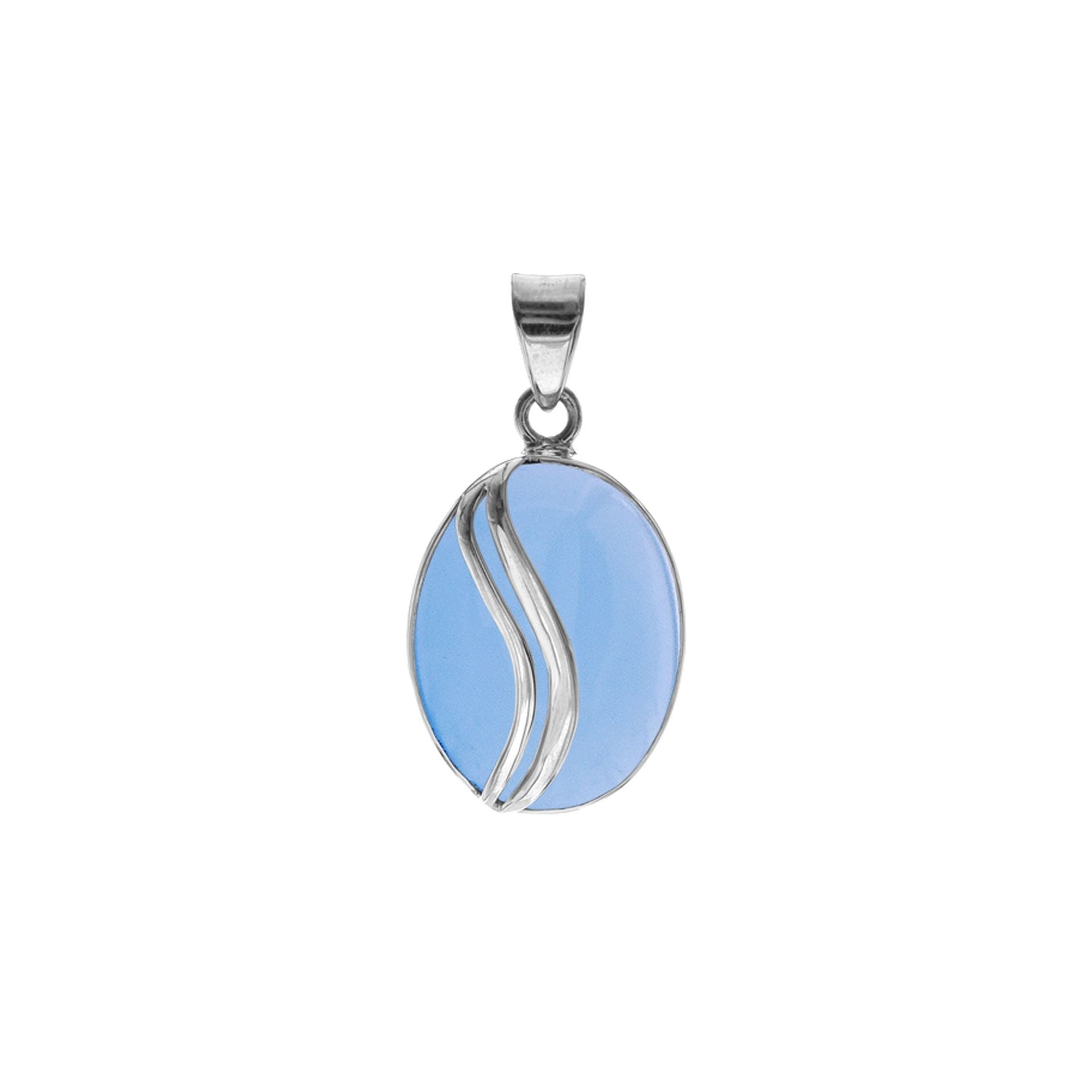 Viola blue chalcedony with stripe overlay pendant