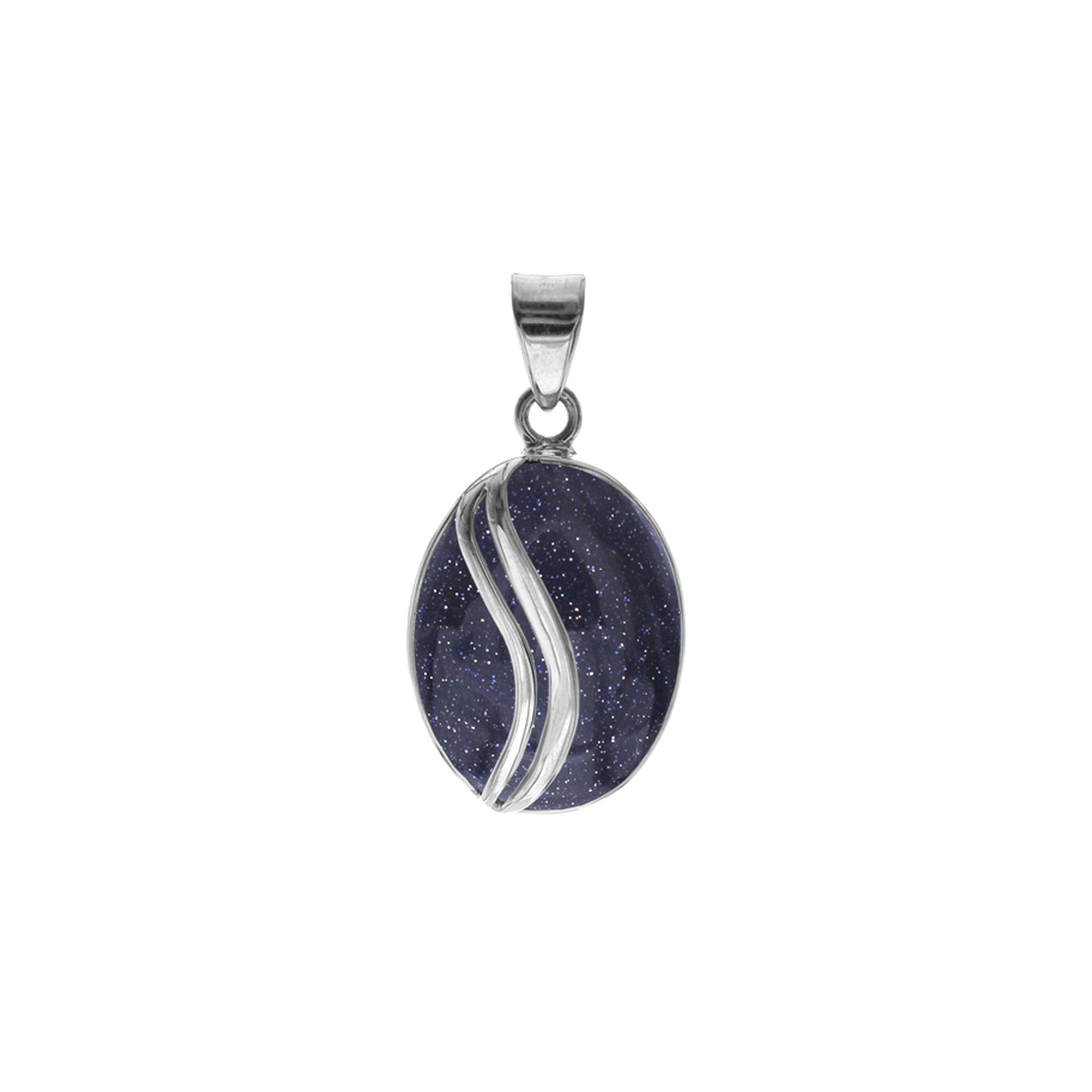 Viola blue goldstone with stripe overlay pendant