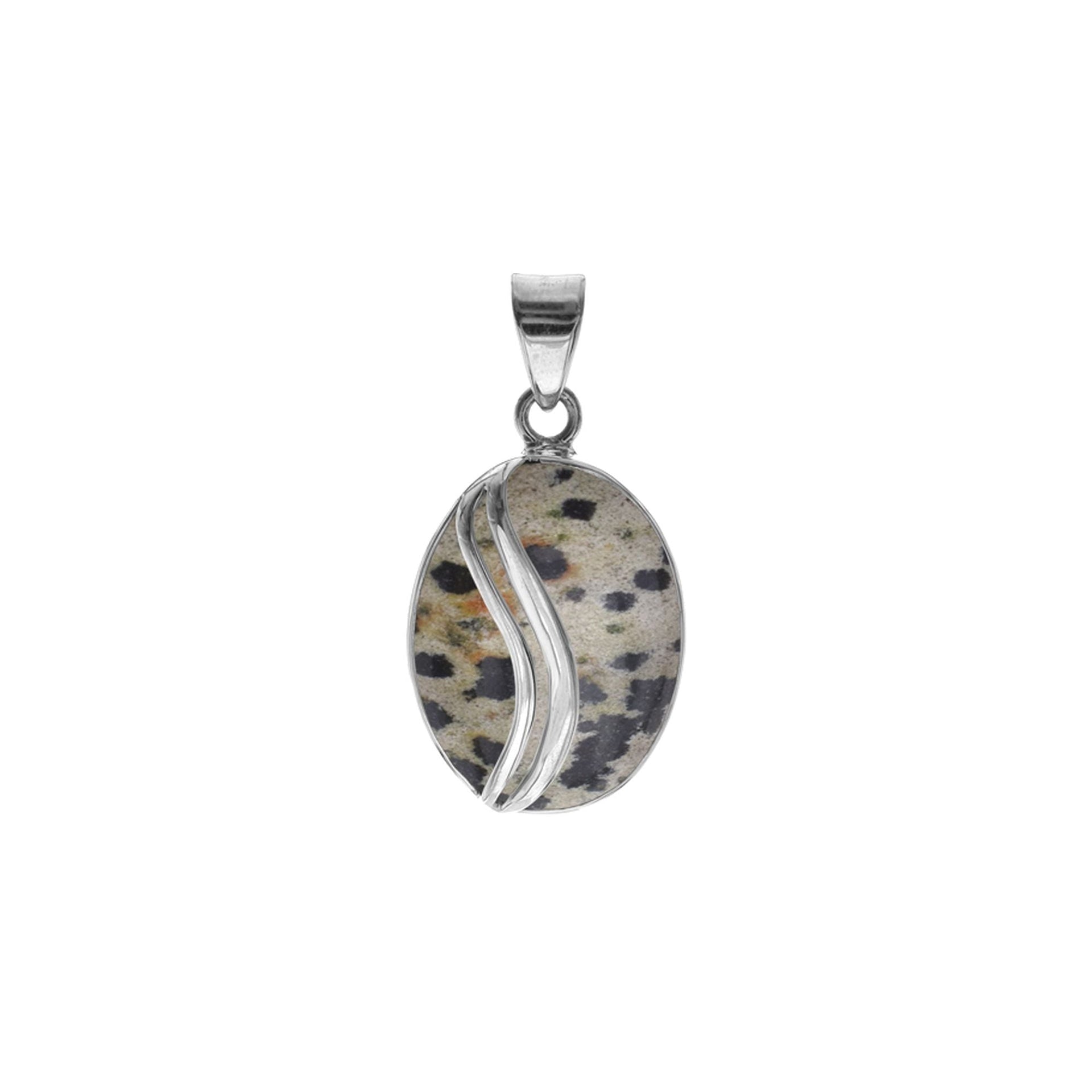 Viola dalmatian jasper with stripe overlay pendant