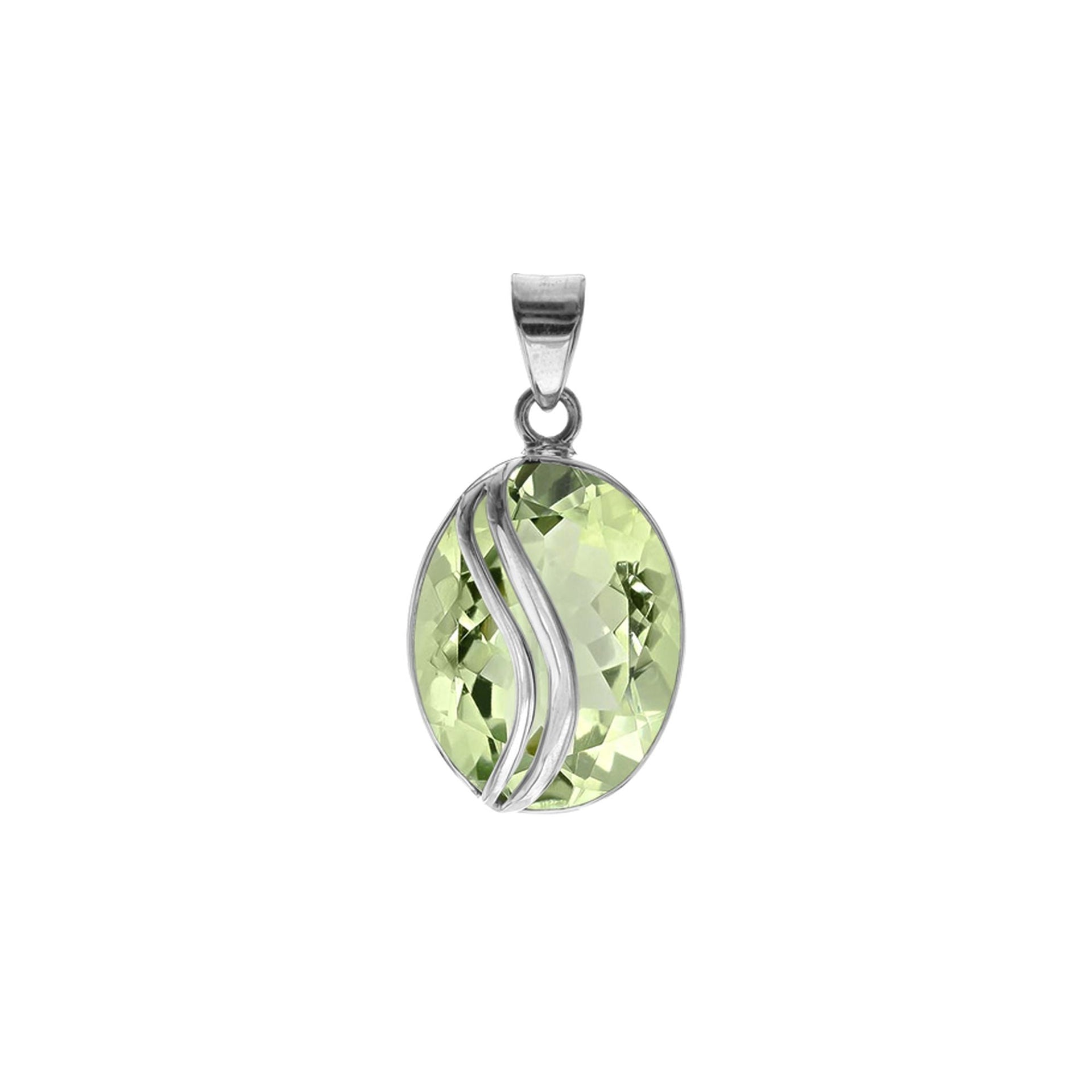 Viola green amethyst with stripe overlay pendant