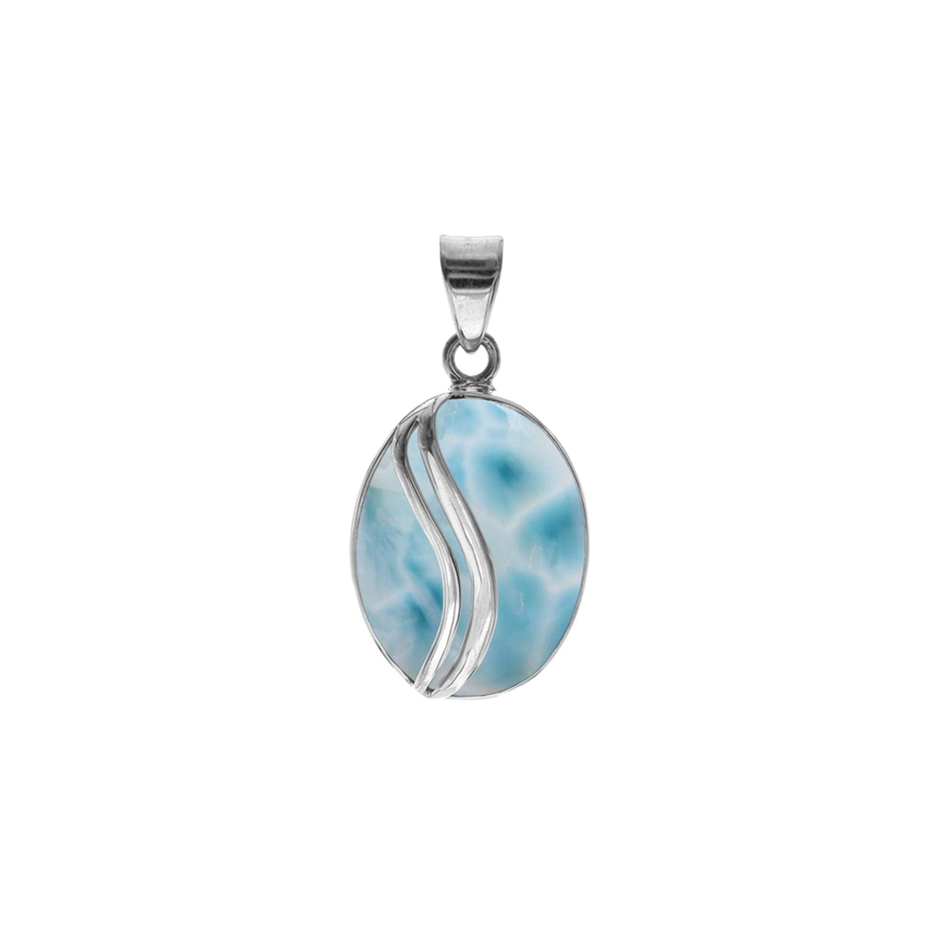 Viola larimar with stripe overlay pendant