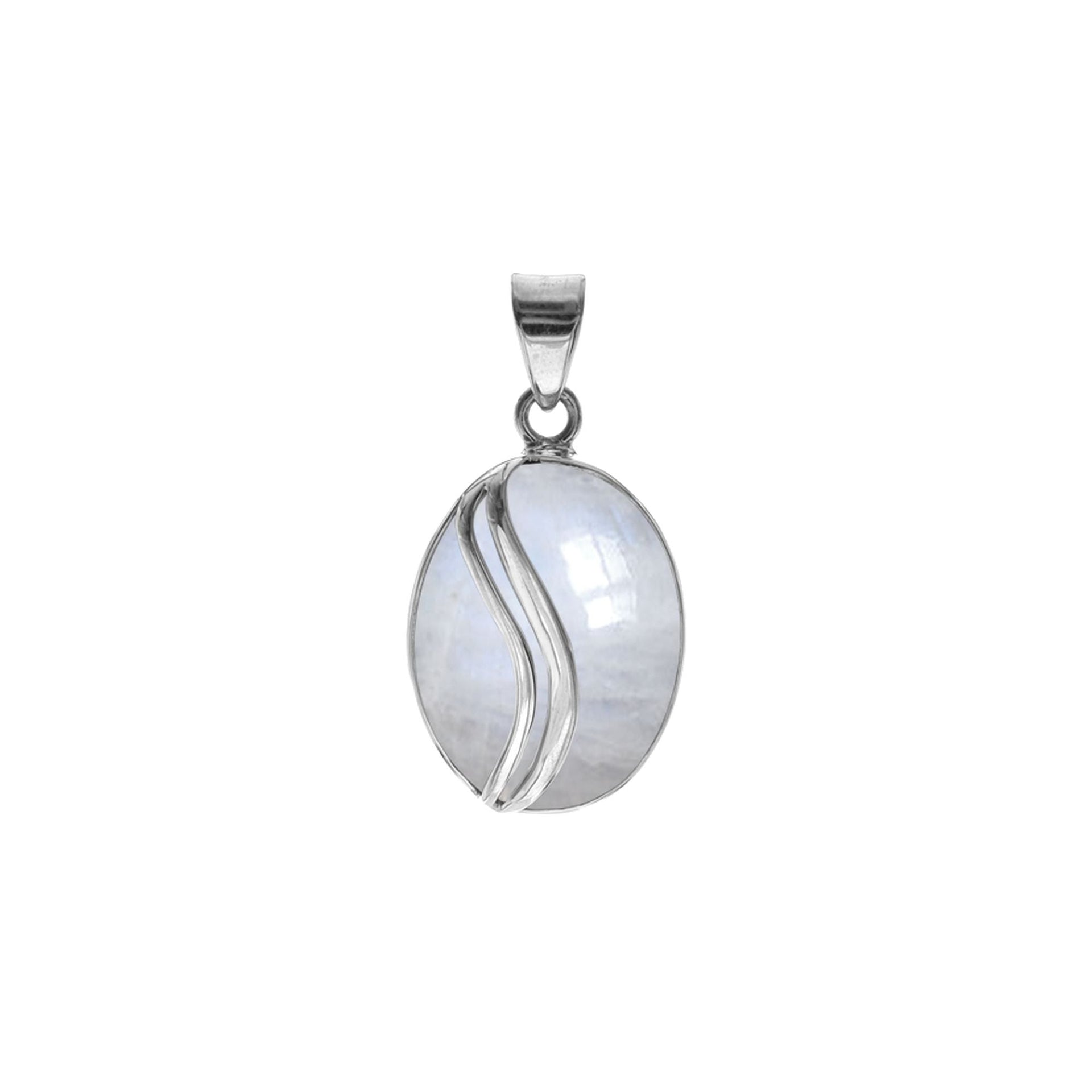 Viola rainbow moonstone with stripe overlay pendant