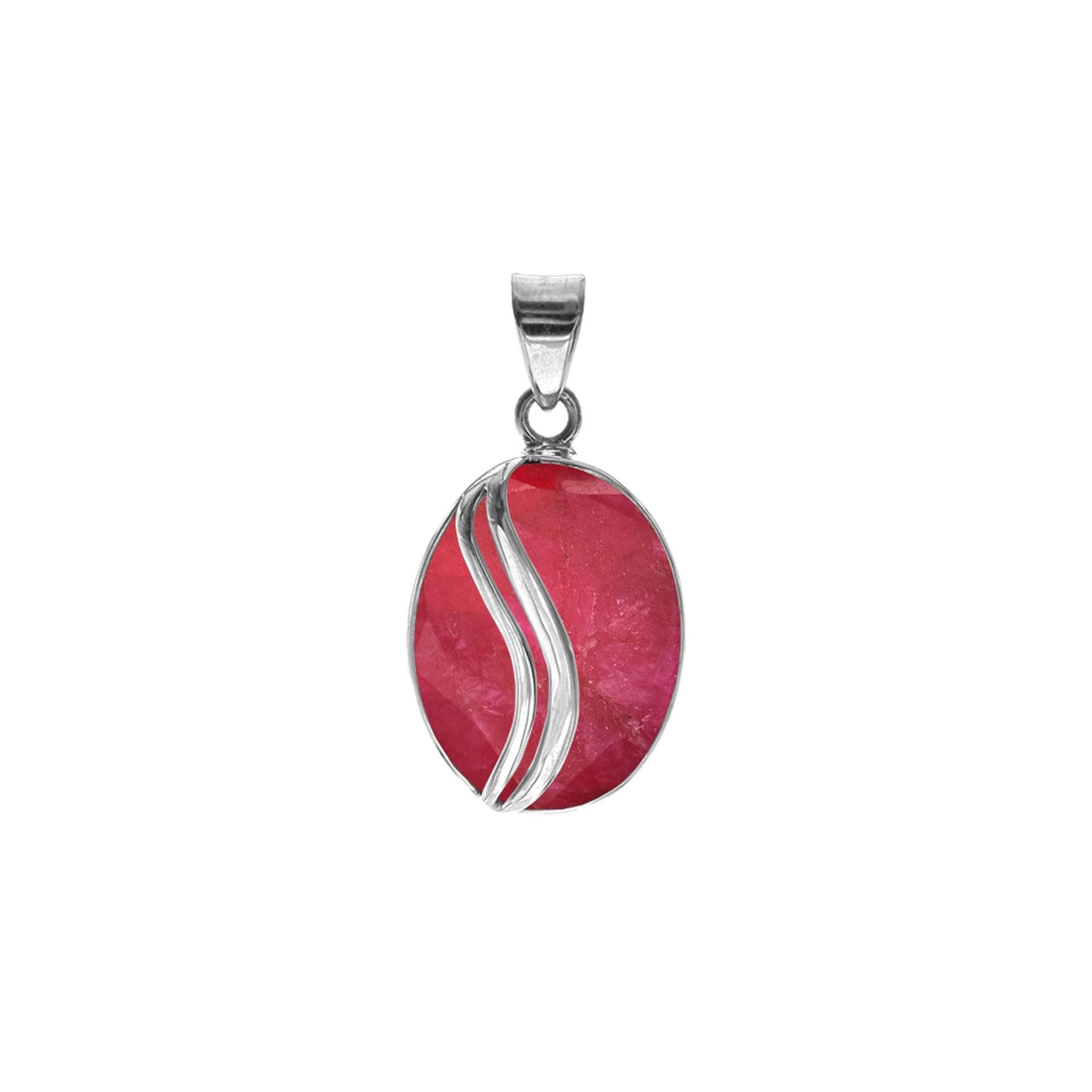 Viola ruby quartz with stripe overlay pendant