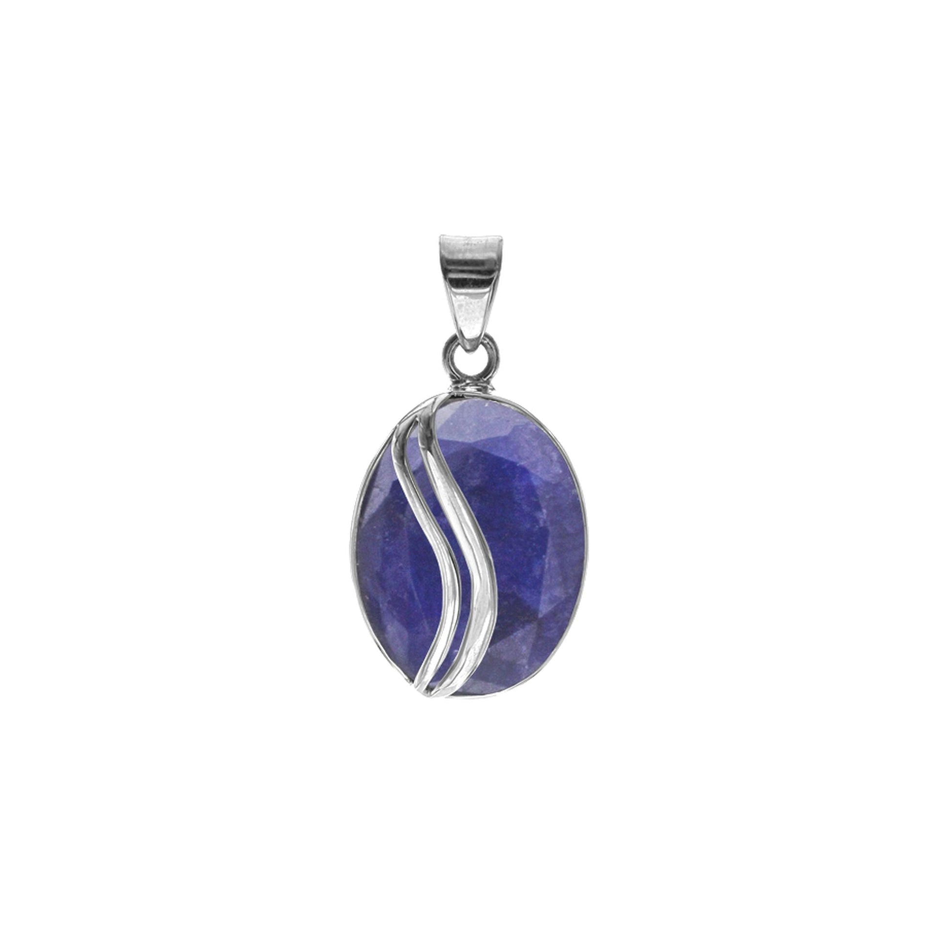 Viola sapphire quartz with stripe overlay pendant