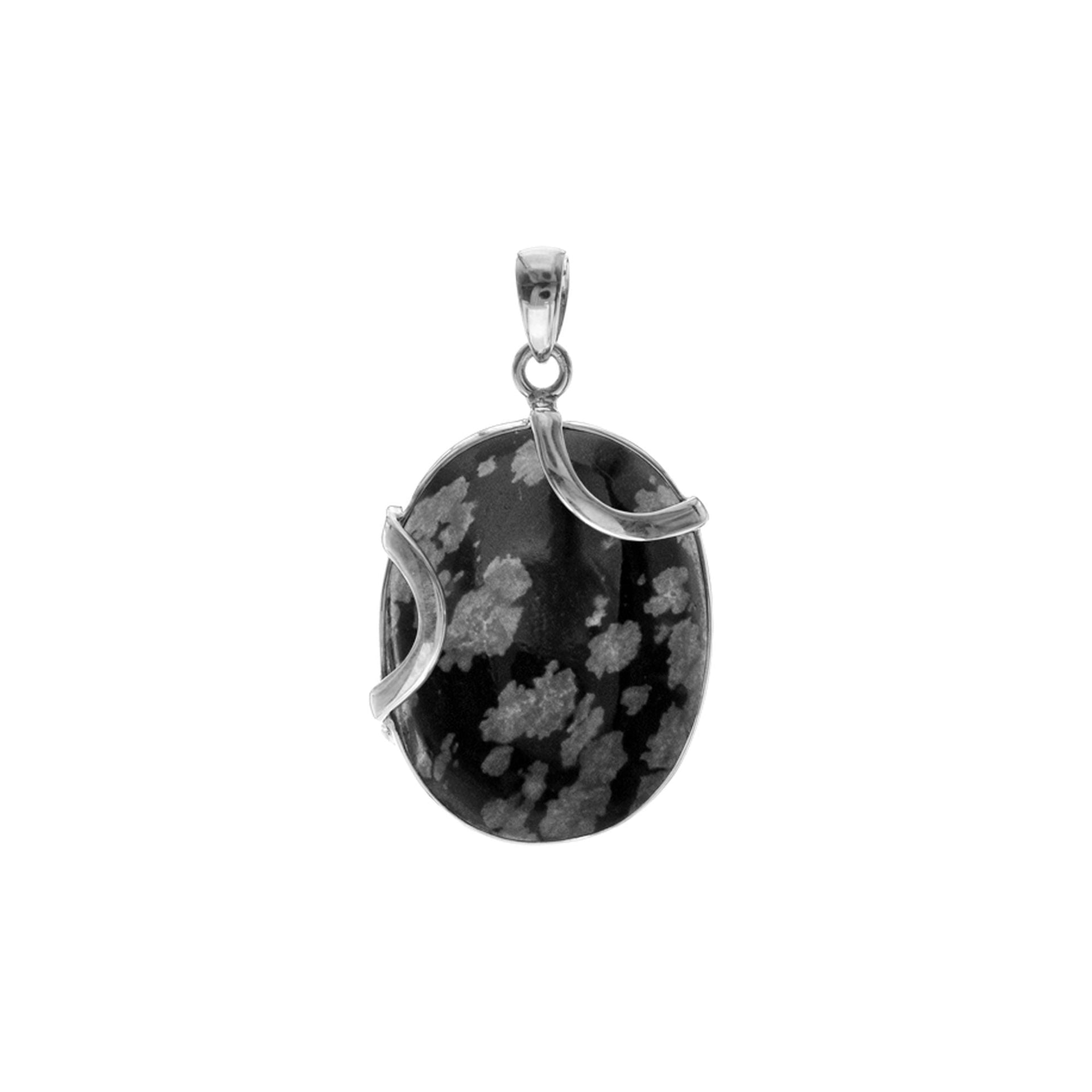 Amy double curve snowflake obsidian pendant