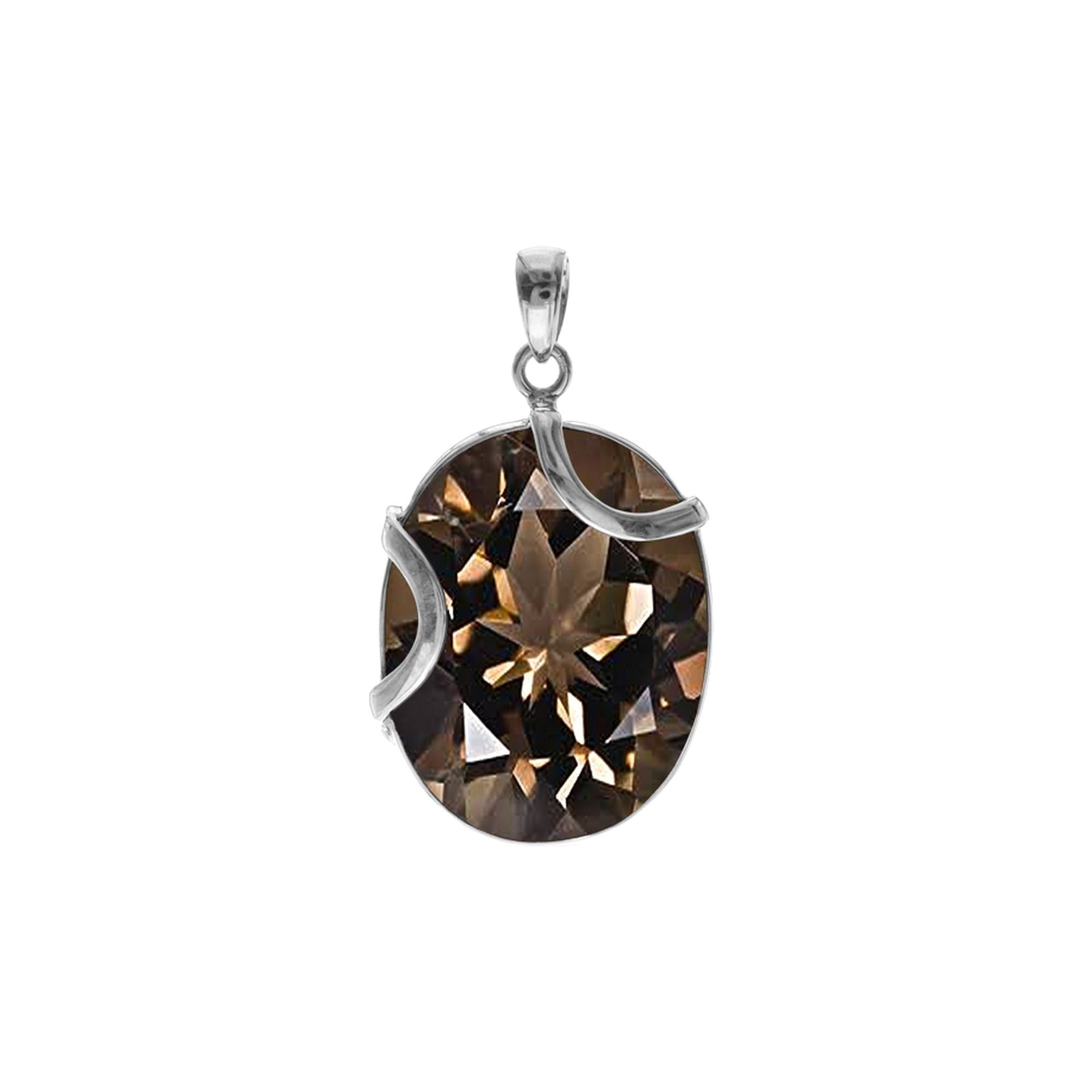 Amy large double curve smokey quartz pendant