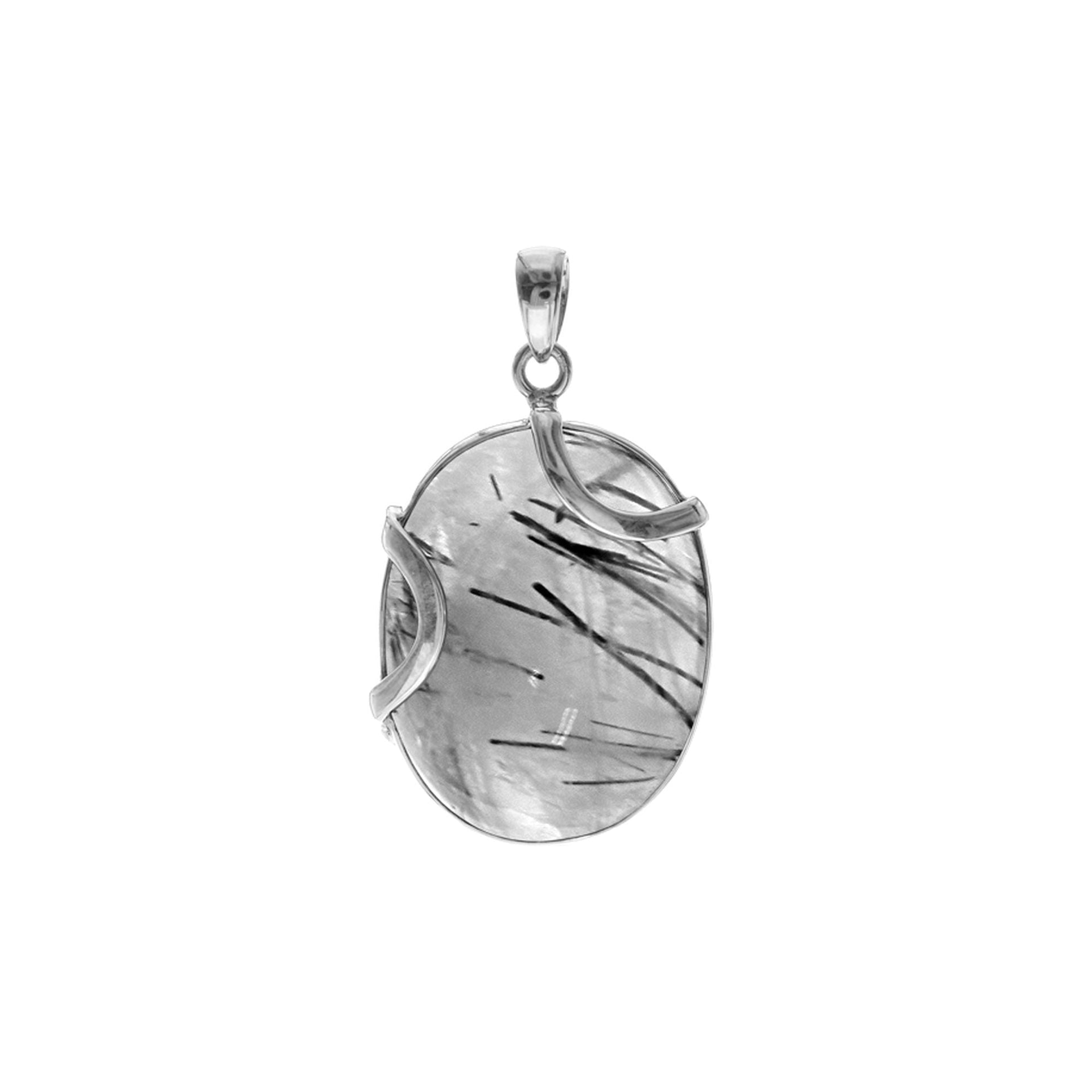 Amy double curve tourmalated quartz pendant