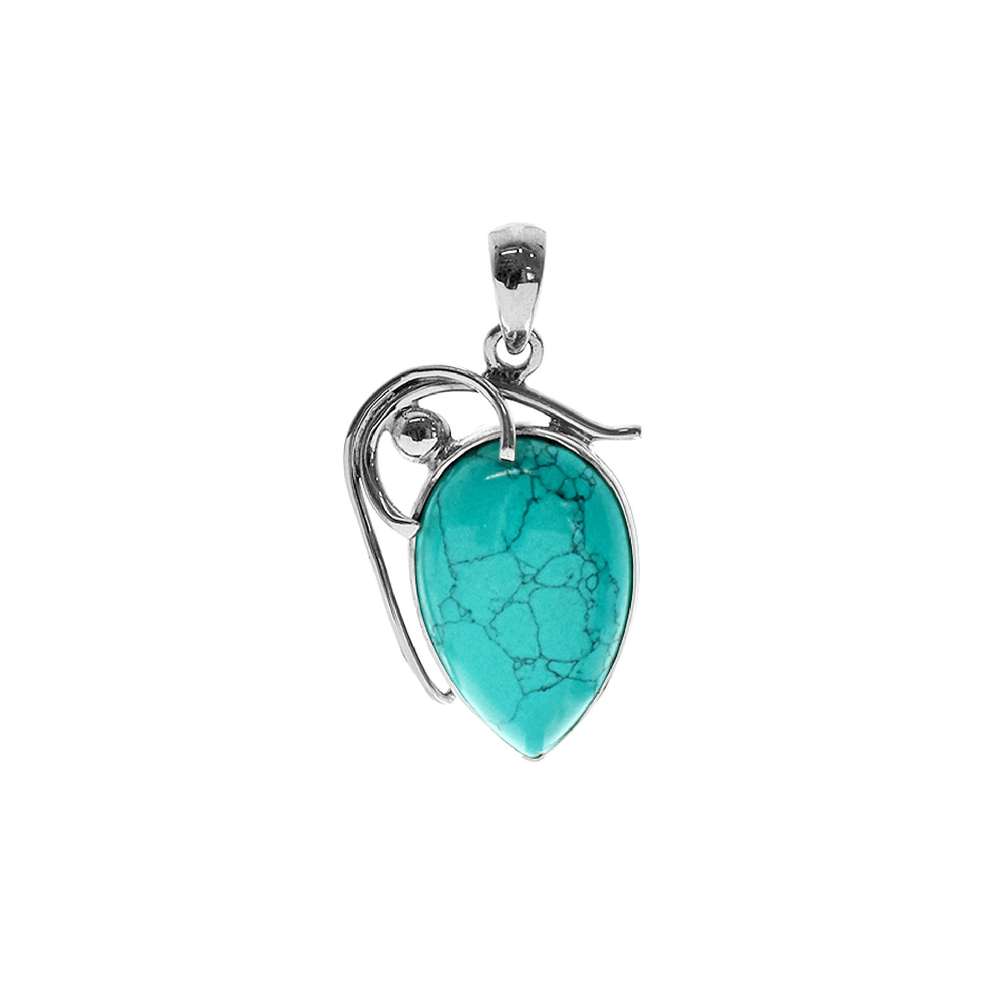 Teardrop turquoise pendant with wire detail