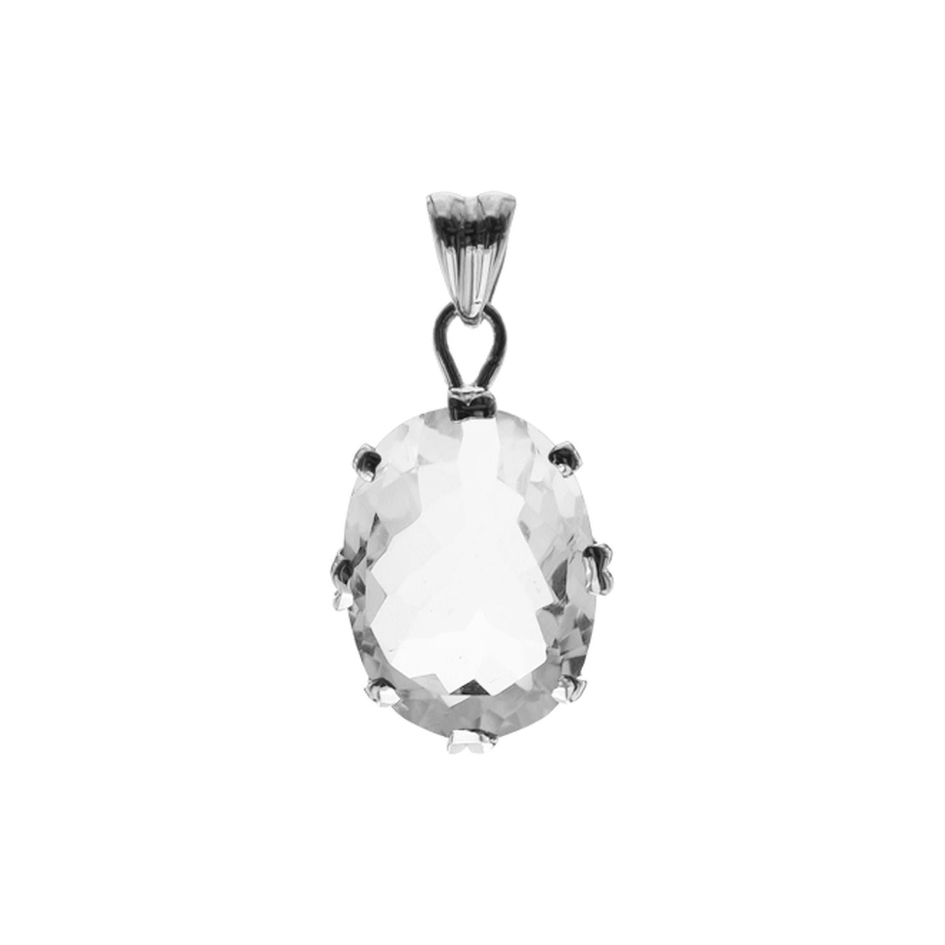 Viola claw-set oval quartz pendant