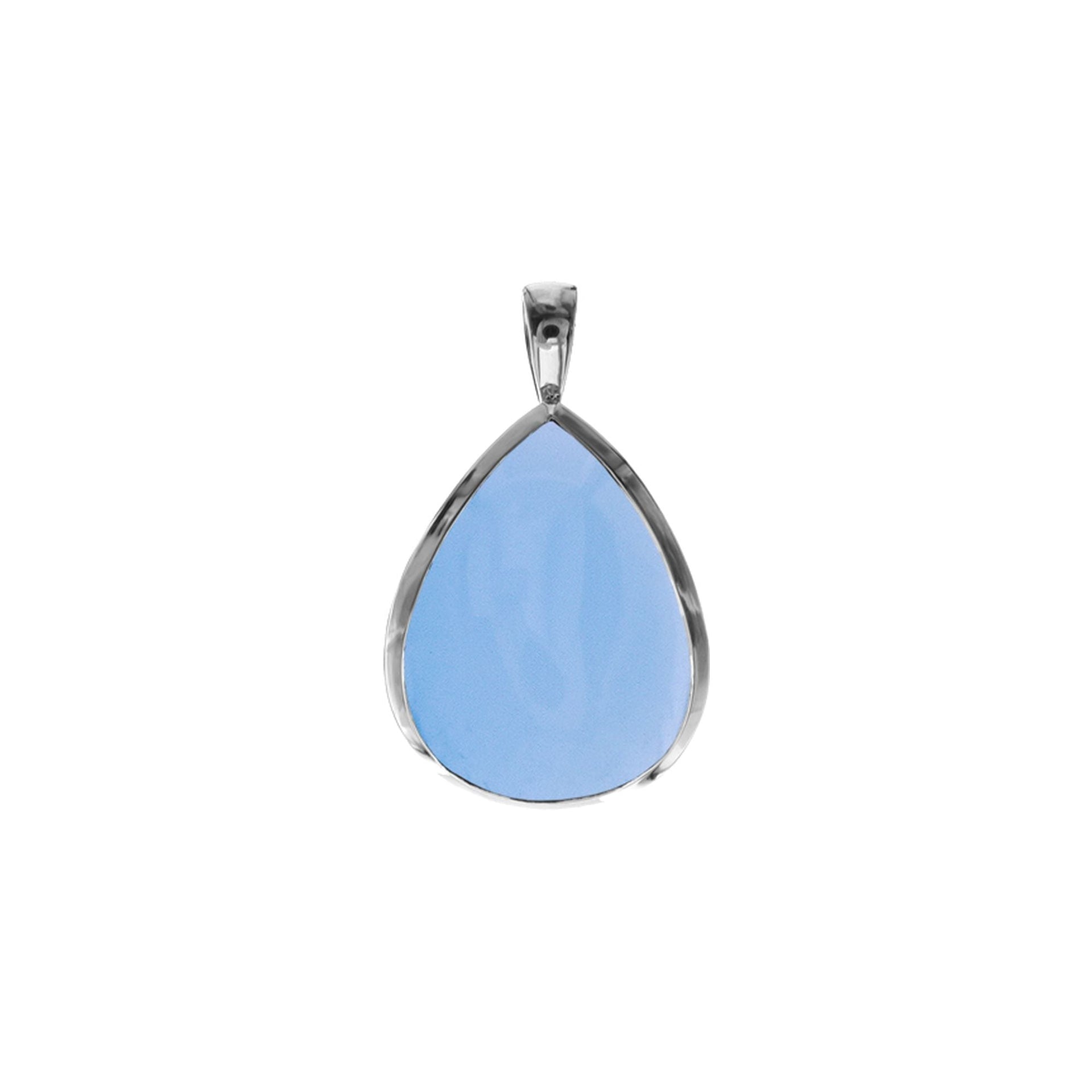 Samira plain blue chalcedony teardrop pendant
