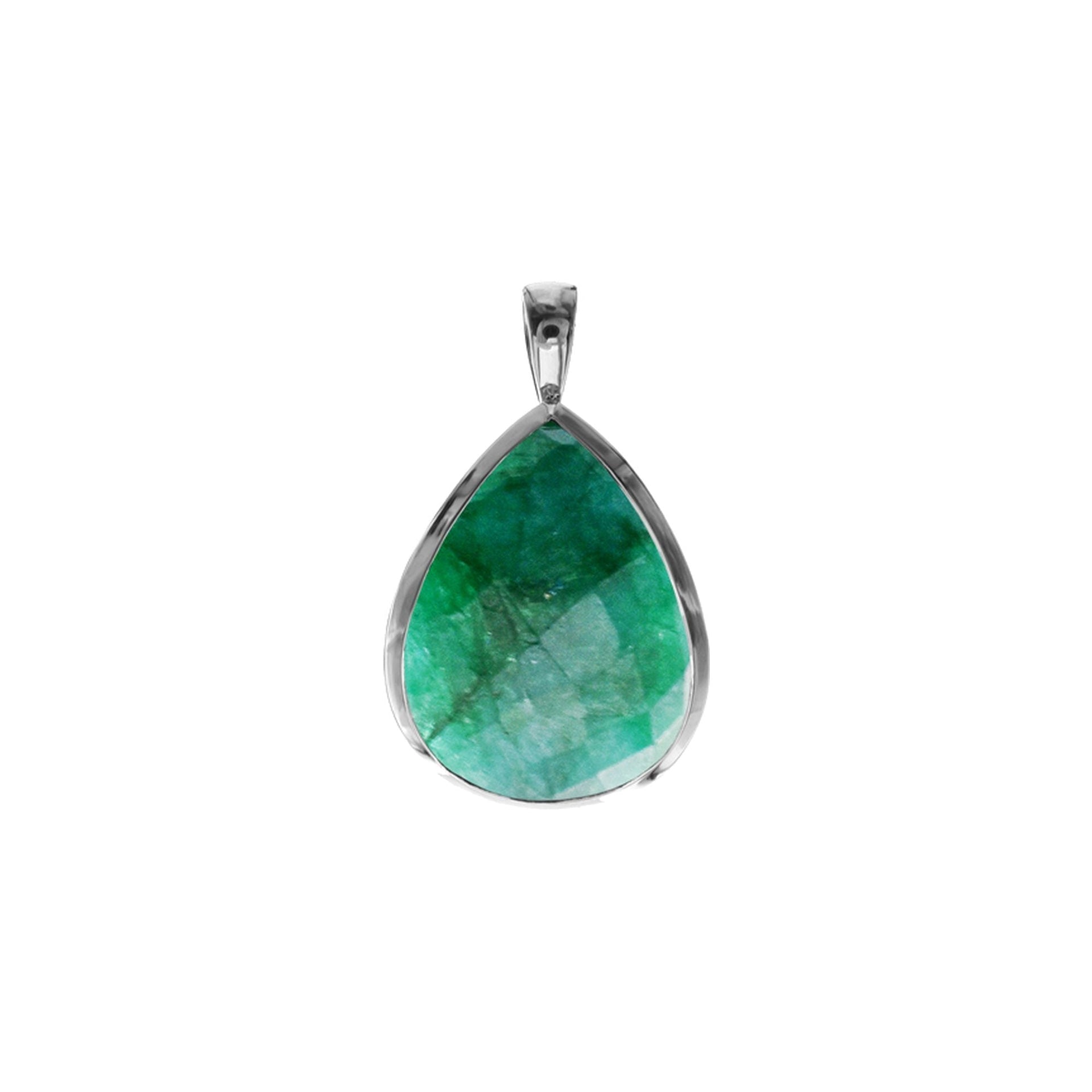 Samira plain emerald quartz teardrop pendant