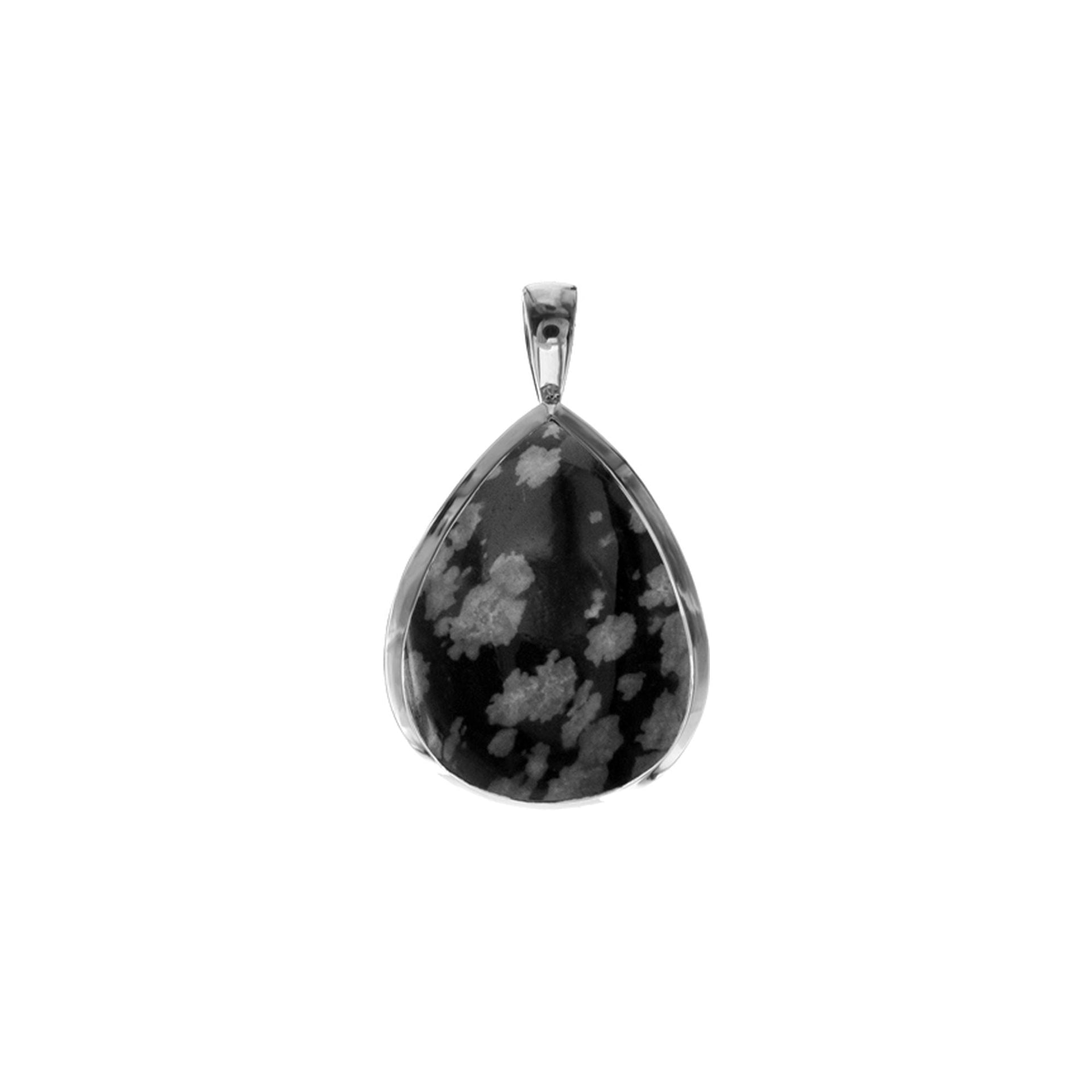 Samira plain snowflake obsidian teardrop pendant