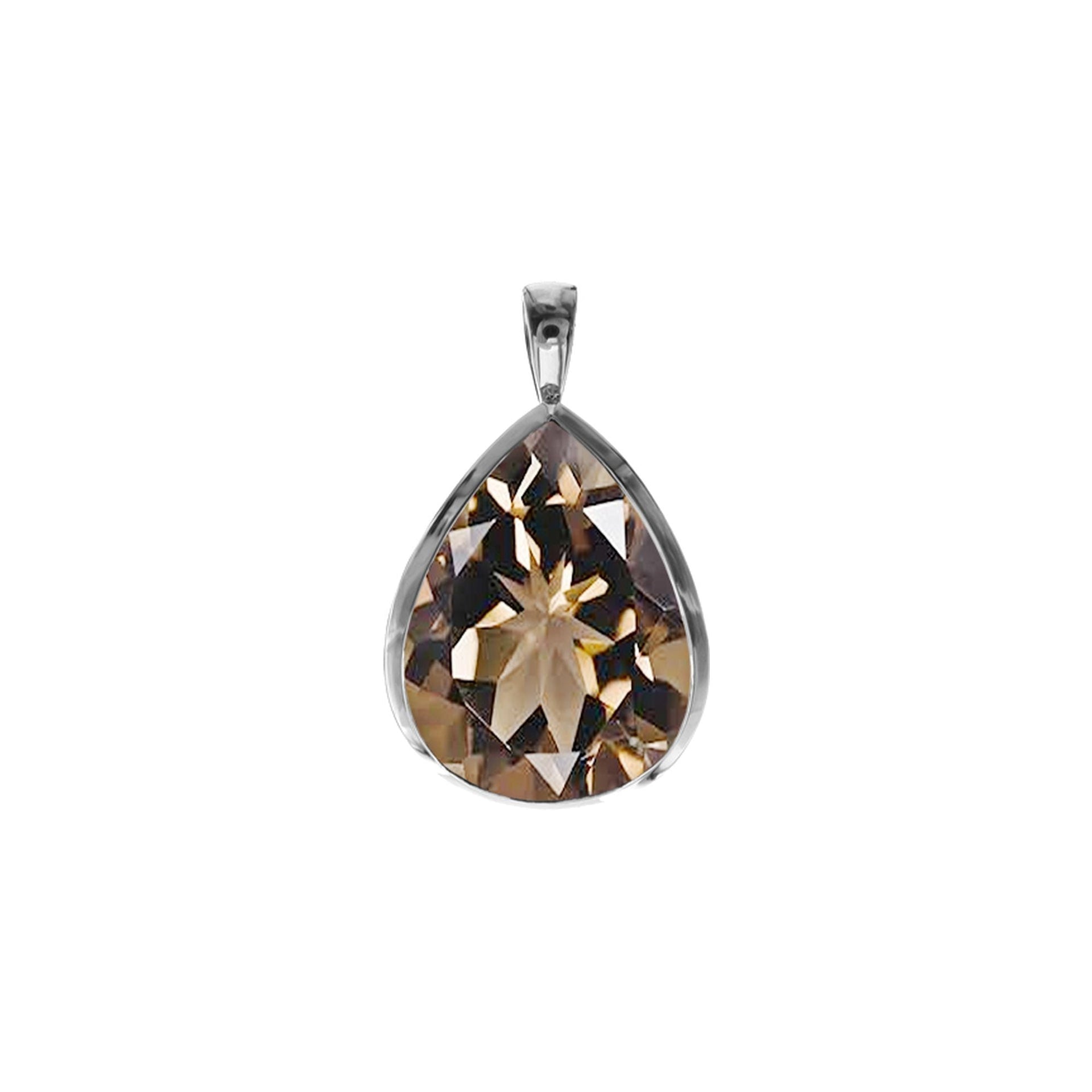 Samira plain smokey quartz teardrop pendant