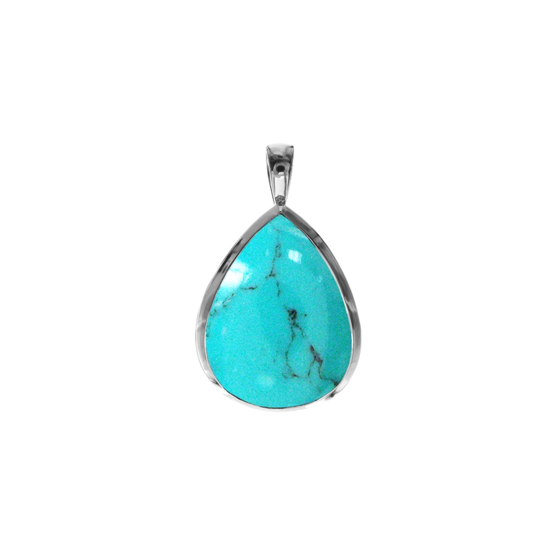 Samira large plain turquoise teardrop pendant