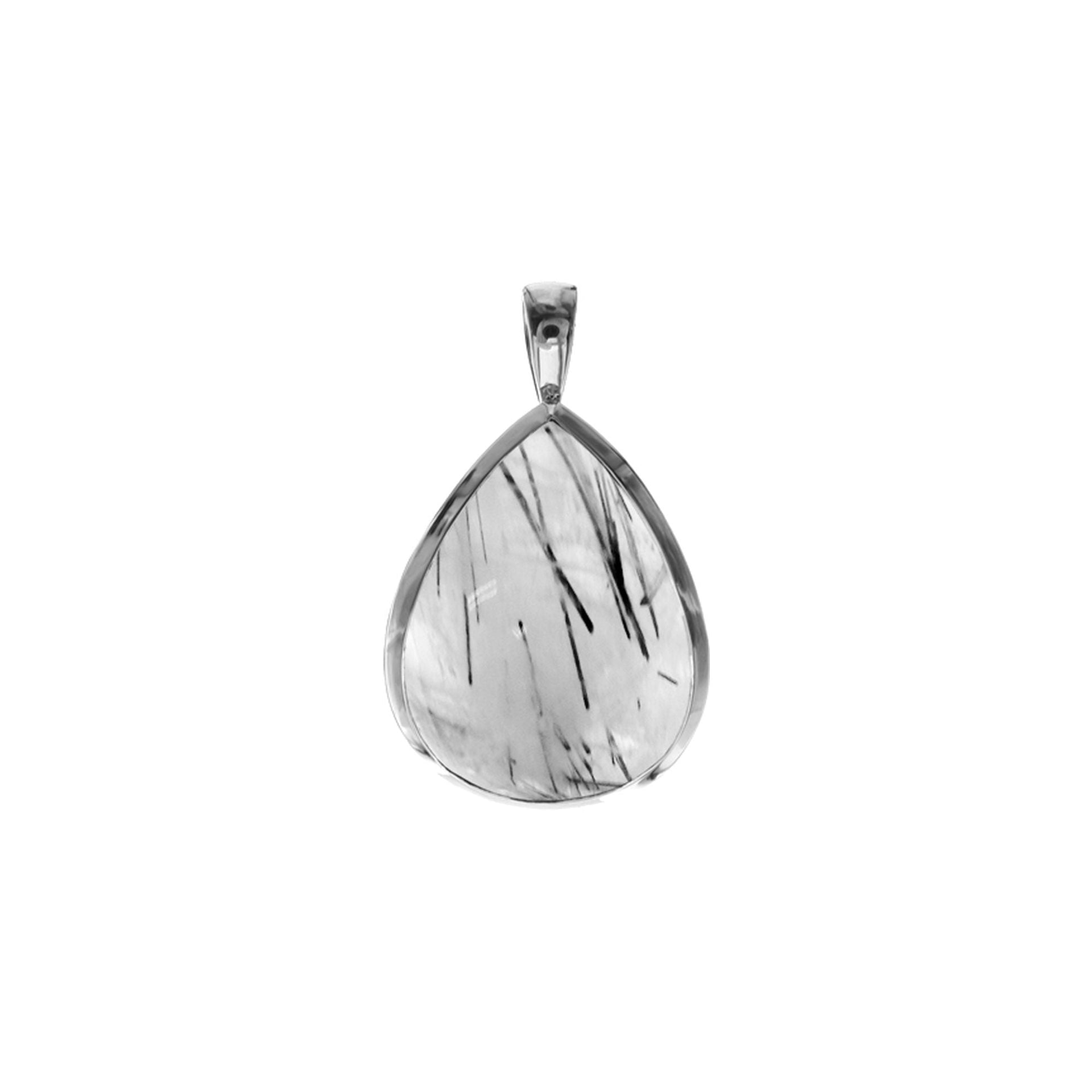 Samira plain tourmalated quartz teardrop pendant