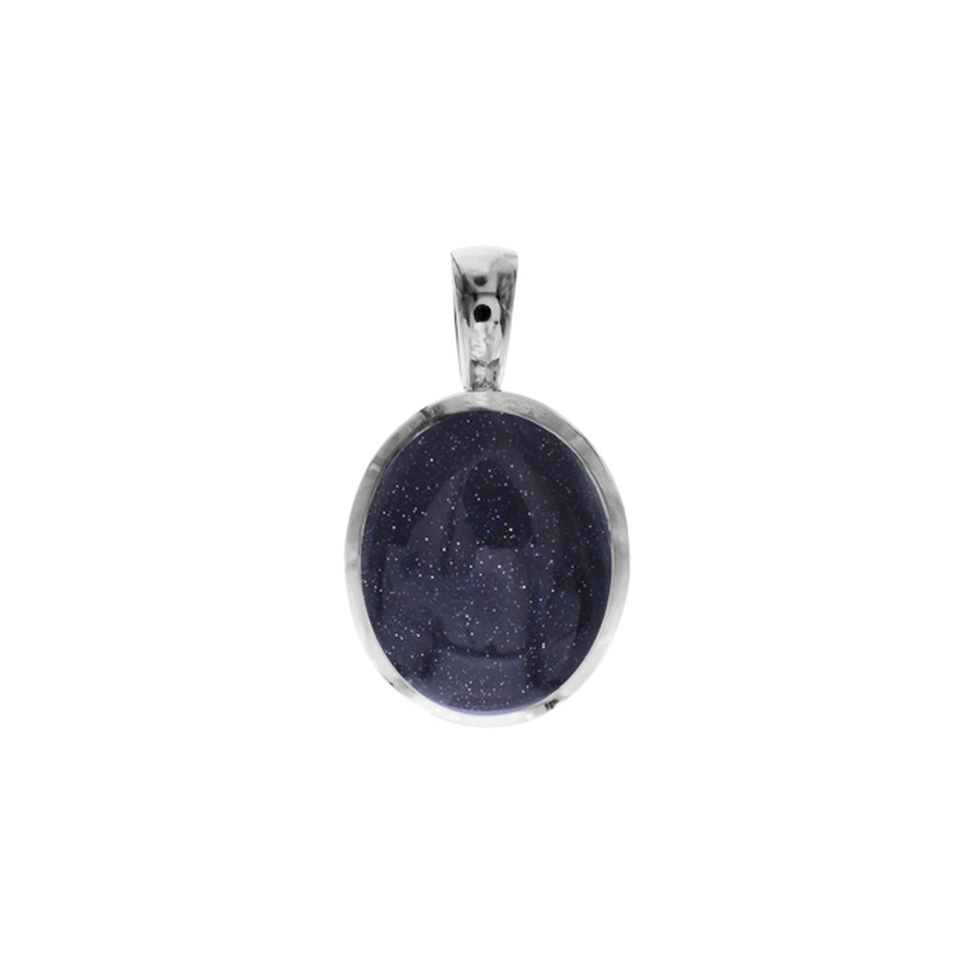 Samira basic oval blue goldstone pendant