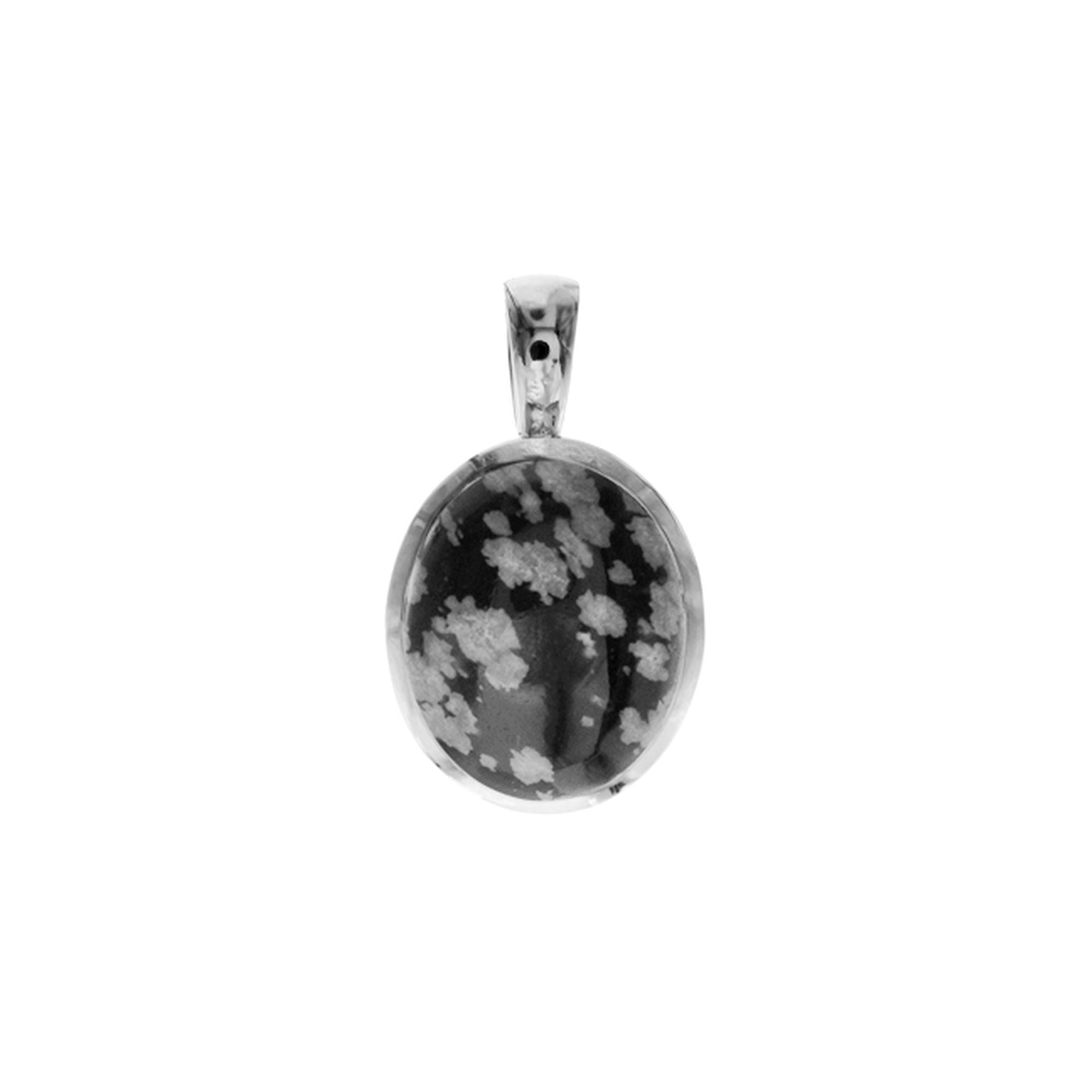 Samira basic oval snowflake obsidian pendant