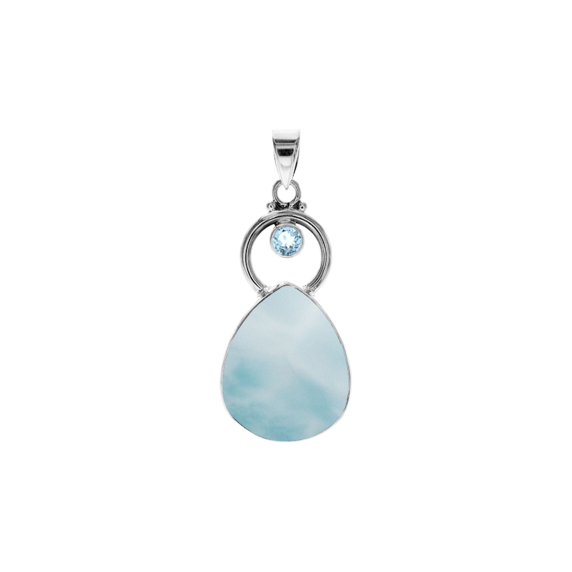 Amy larimar & blue topaz hoop pendant