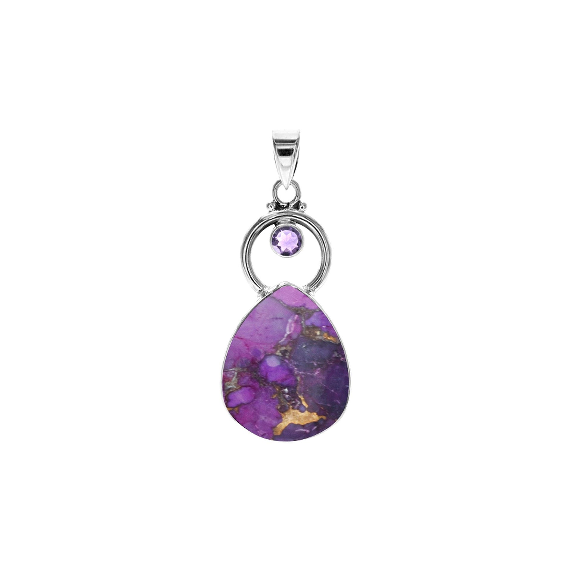 Amy purple mohave & amethyst hoop pendant