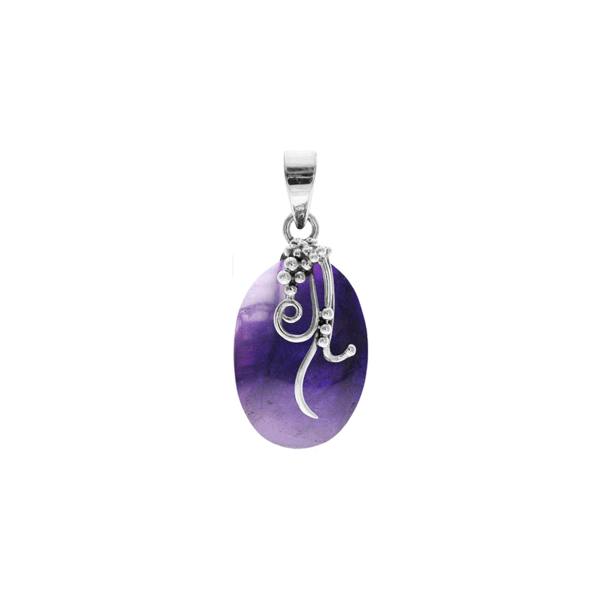 Viola amethyst with organic overlay pendant