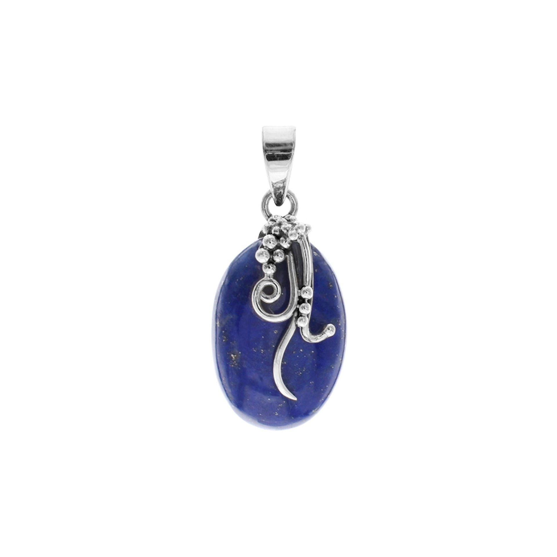 Viola lapis lazuli with organic overlay pendant