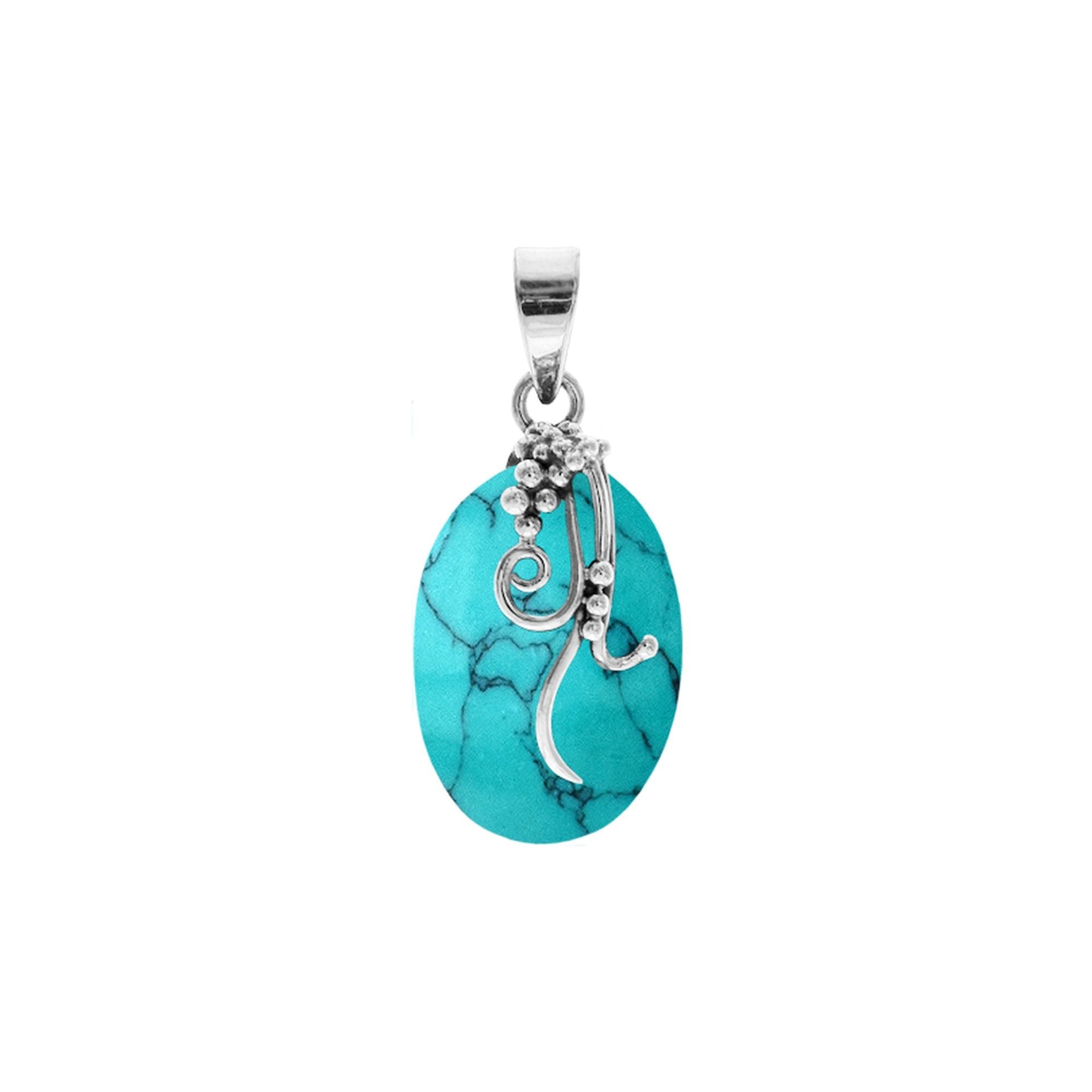 Viola turquoise with organic overlay pendant