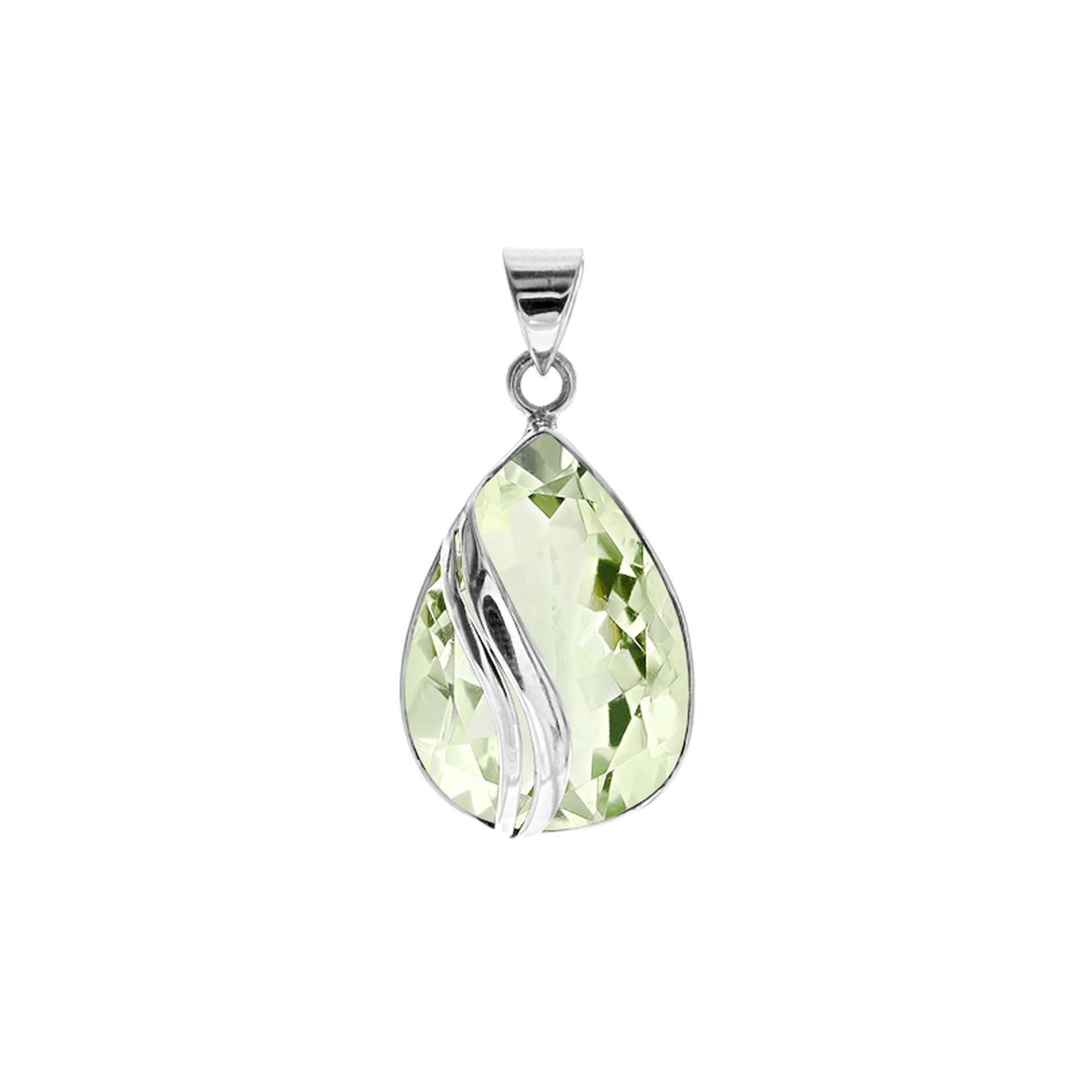 Amy green amethyst pendant with two wave overlay