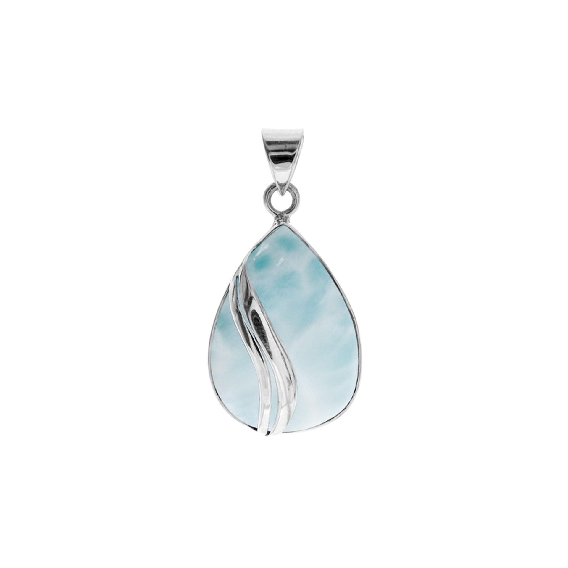 Amy larimar pendant with two wave overlay