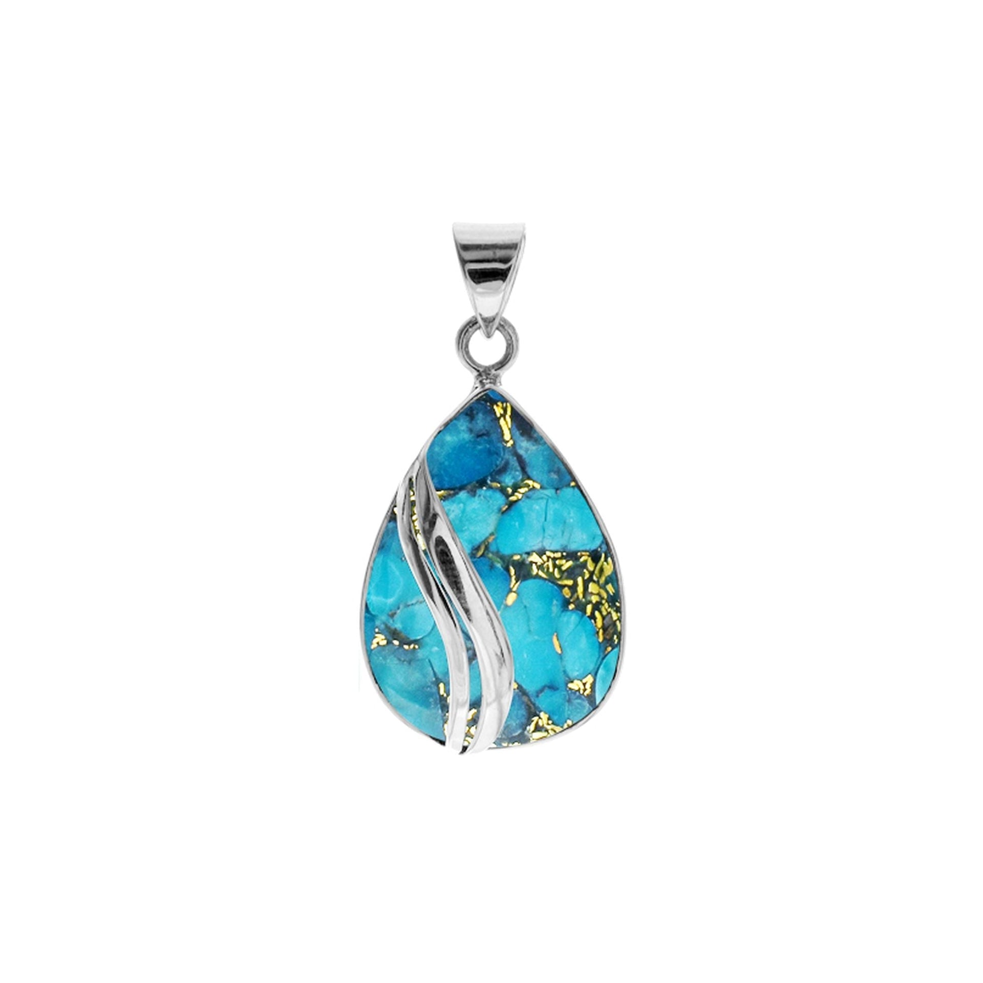 Amy large blue mohave pendant with two wave overlay
