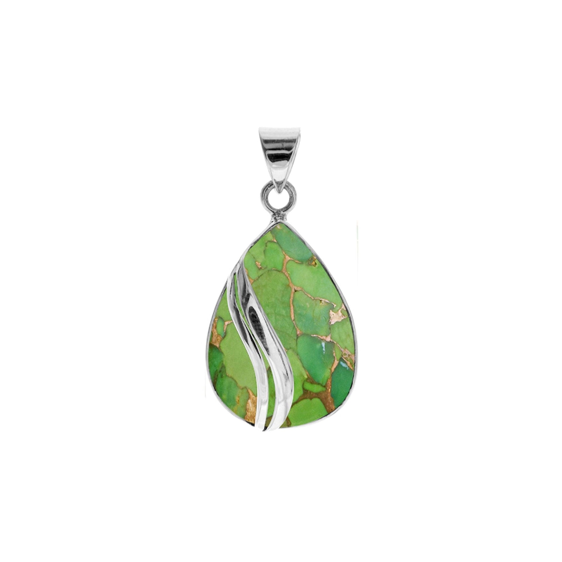 Amy large green mohave pendant with two wave overlay