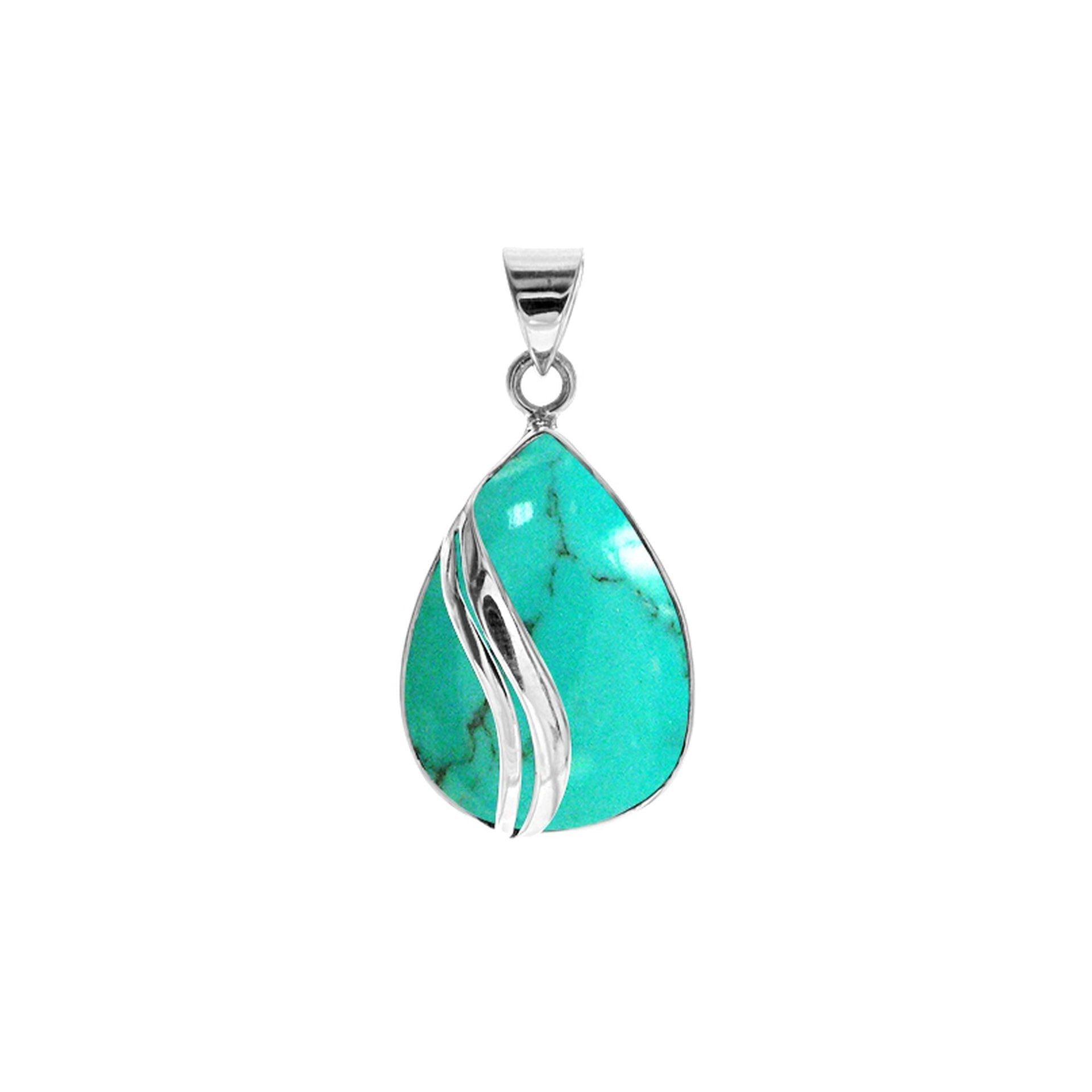 Amy turquoise pendant with two wave overlay