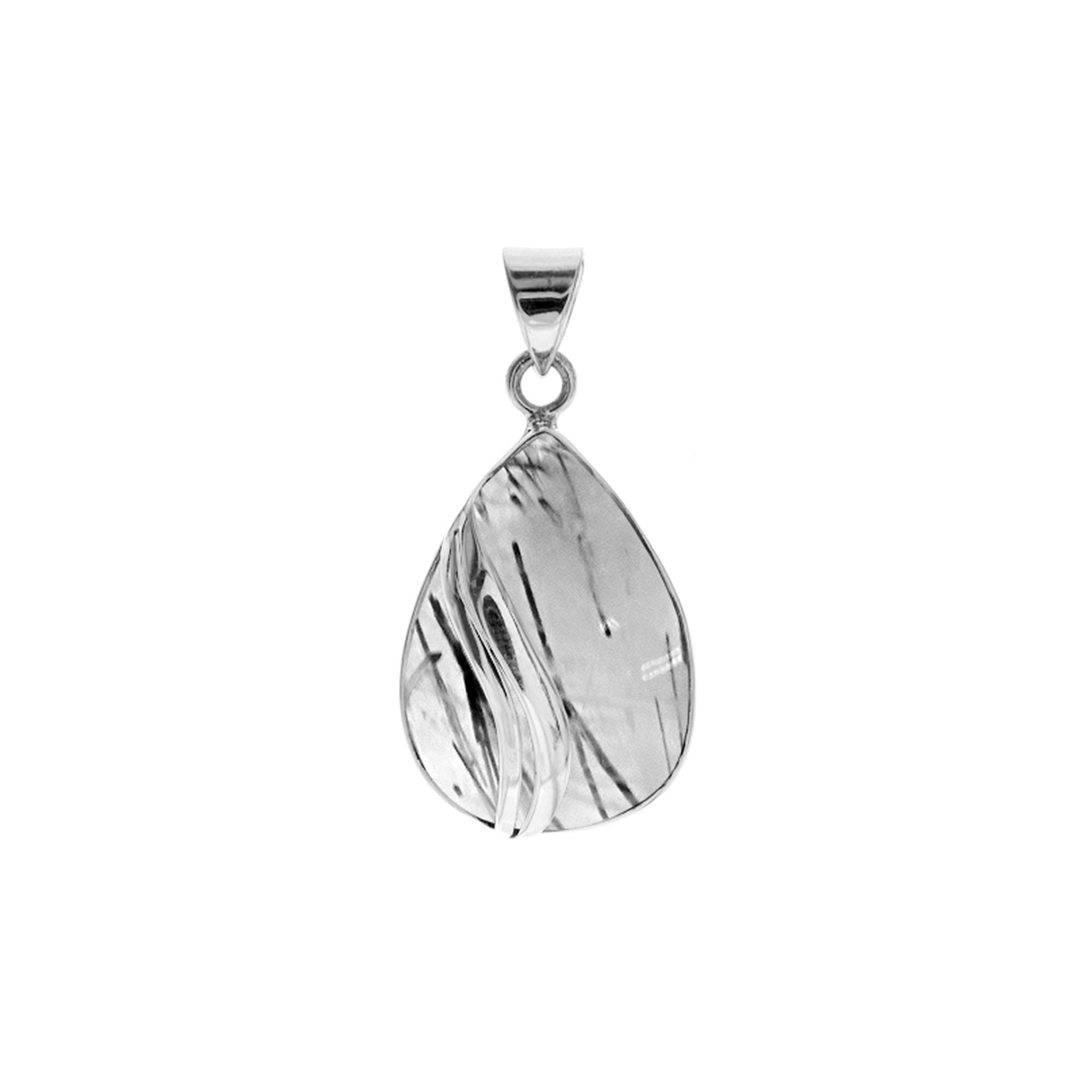 Amy tourmalated quartz pendant with two wave overlay