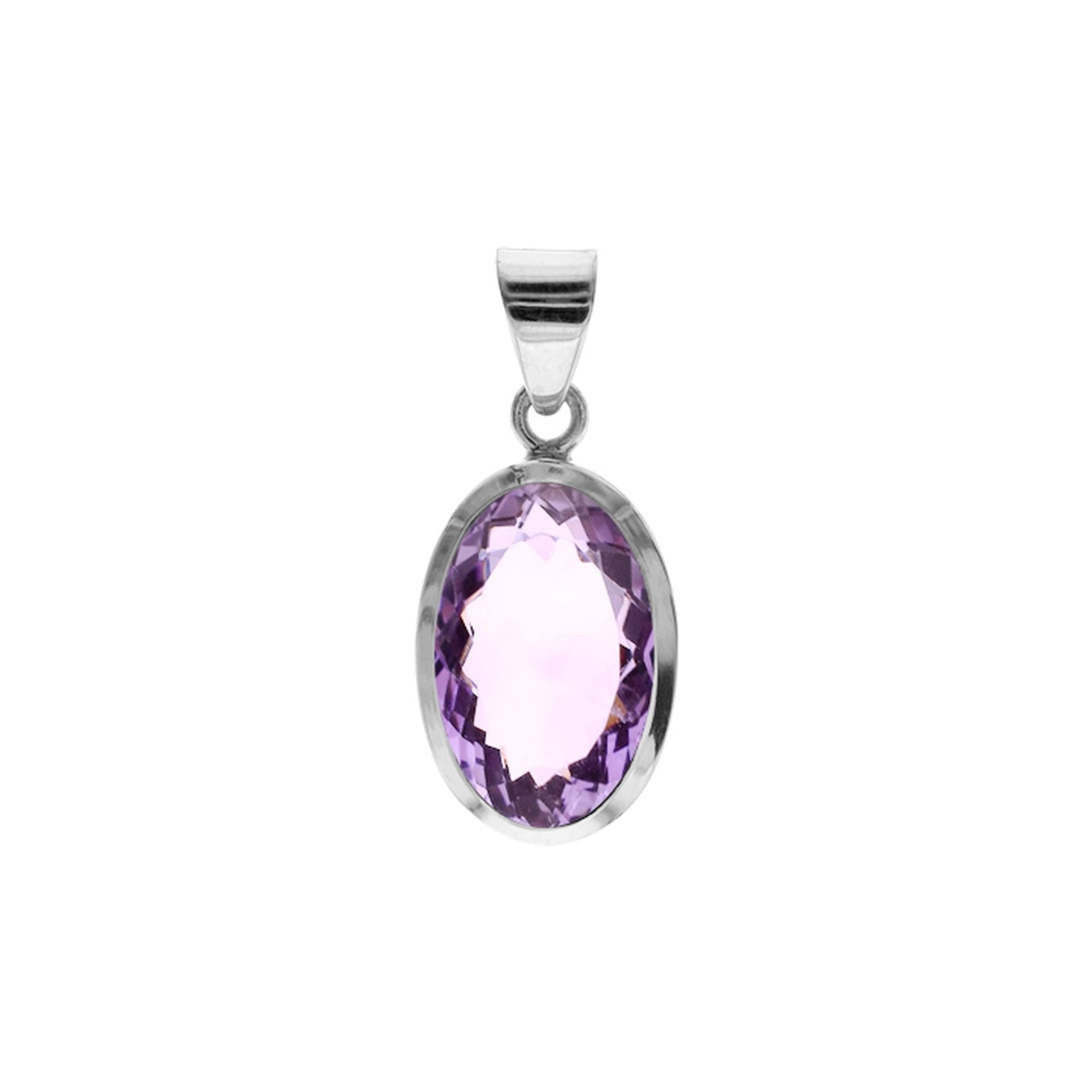 Samira 15x22mm simple oval faceted amethyst pendant