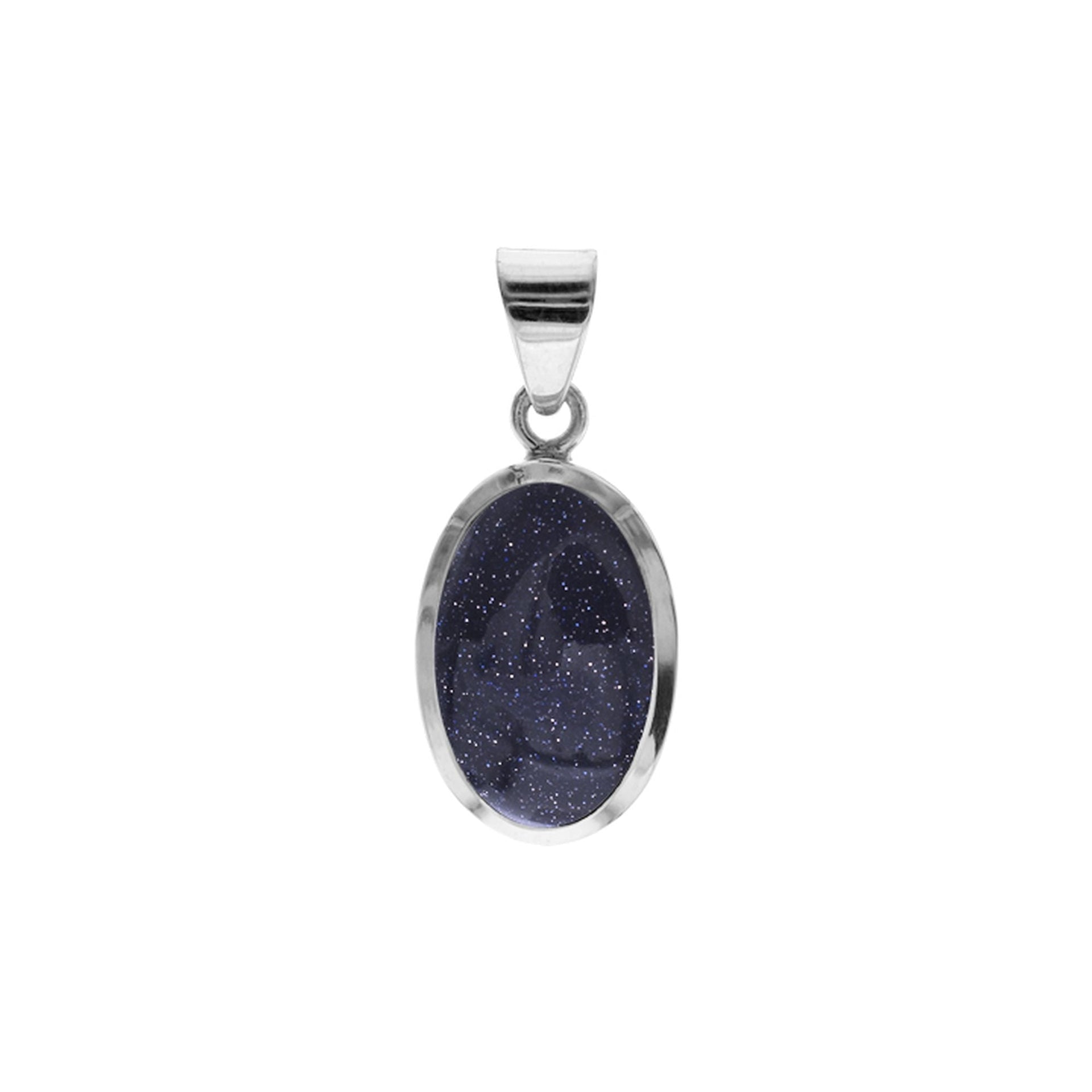Samira simple oval blue goldstone pendant