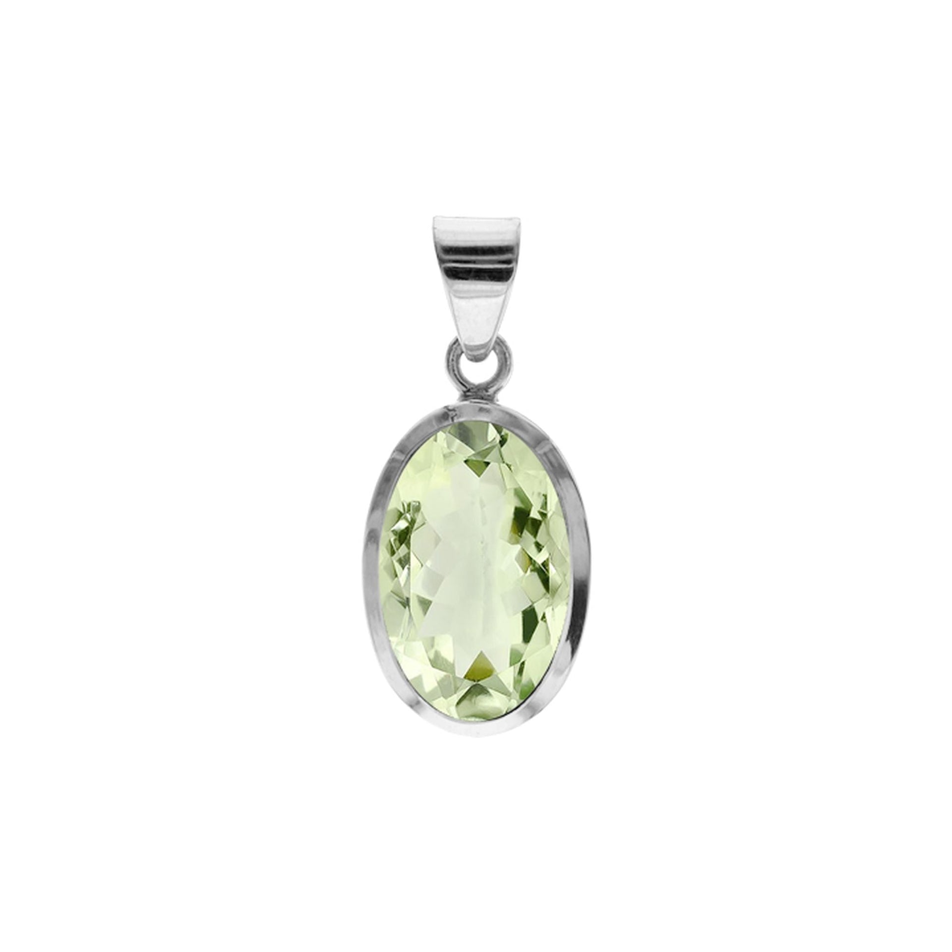 Samira simple oval green amethyst pendant