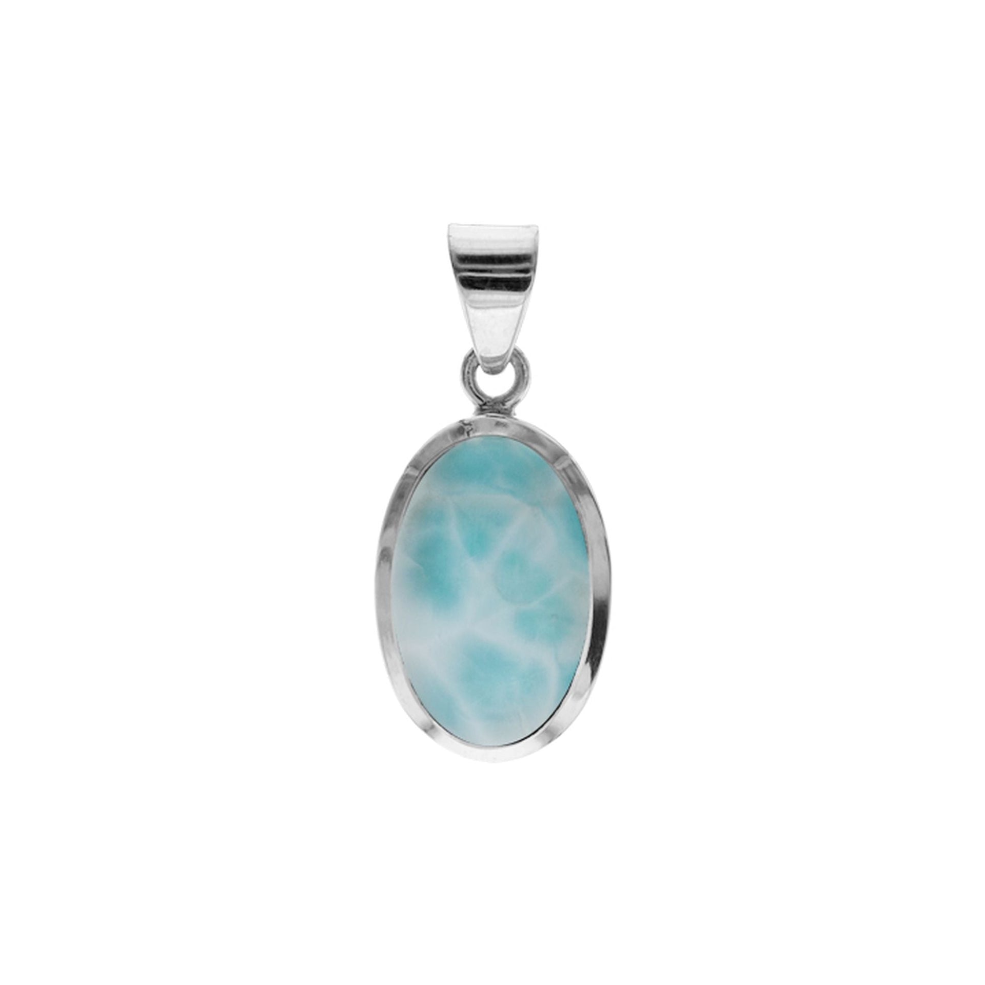Samira simple oval larimar pendant