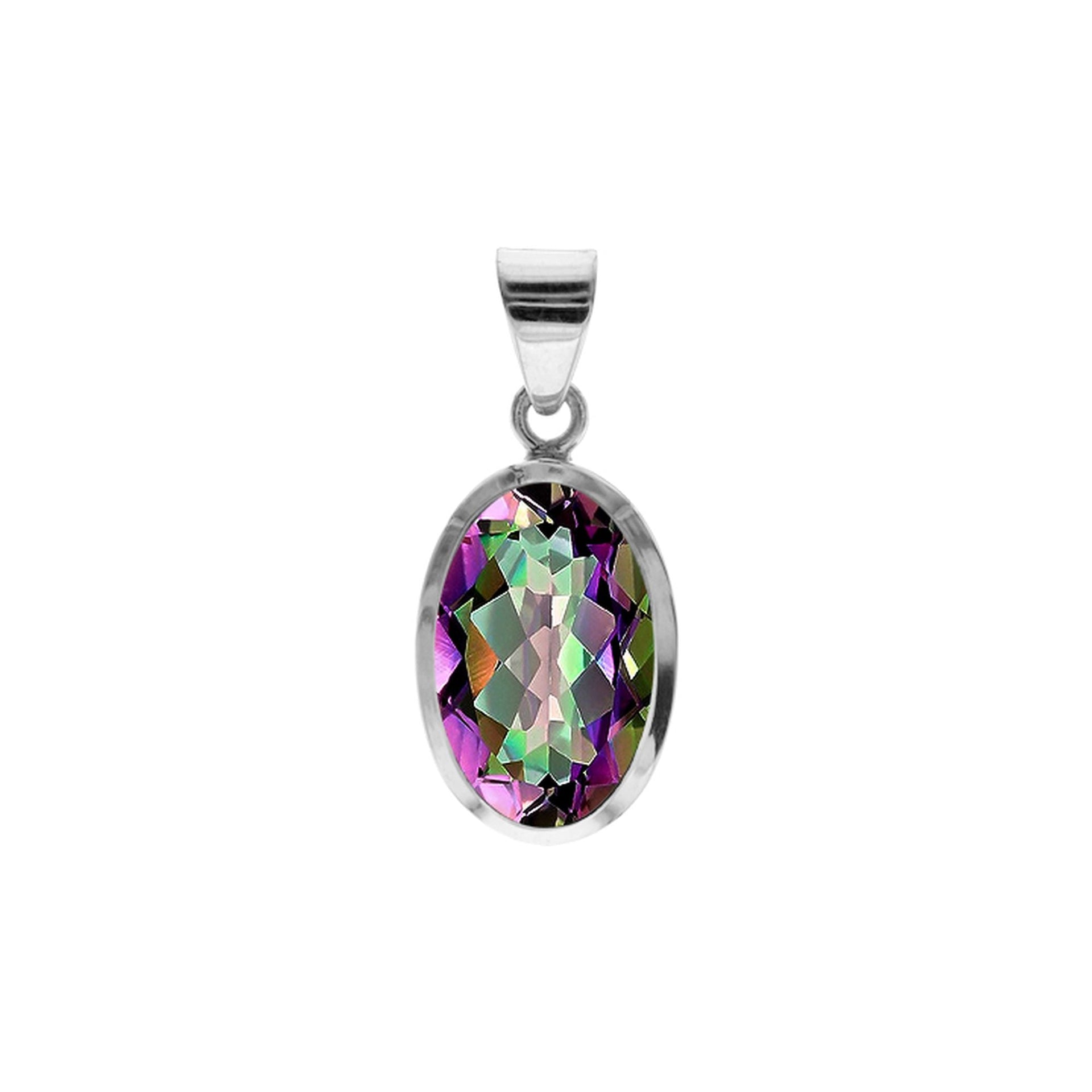 Samira simple 13x25mm oval mystic topaz pendant