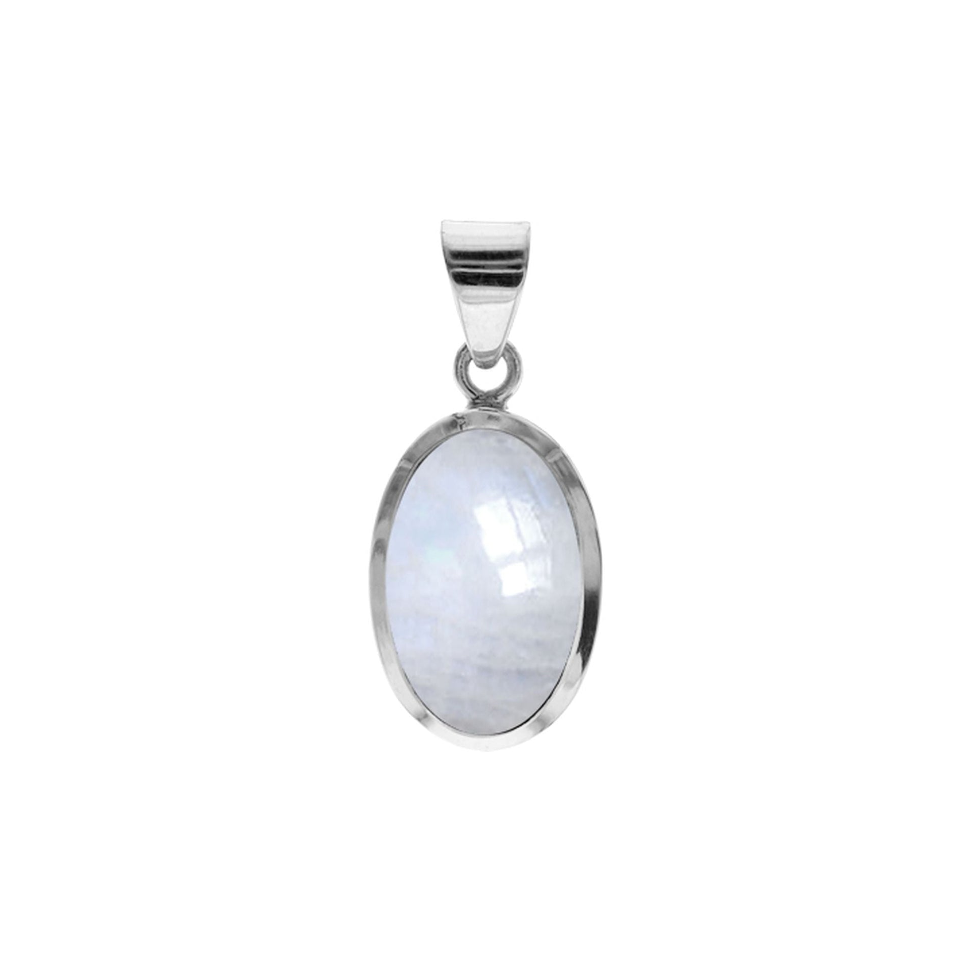 Samira simple oval rainbow moonstone pendant