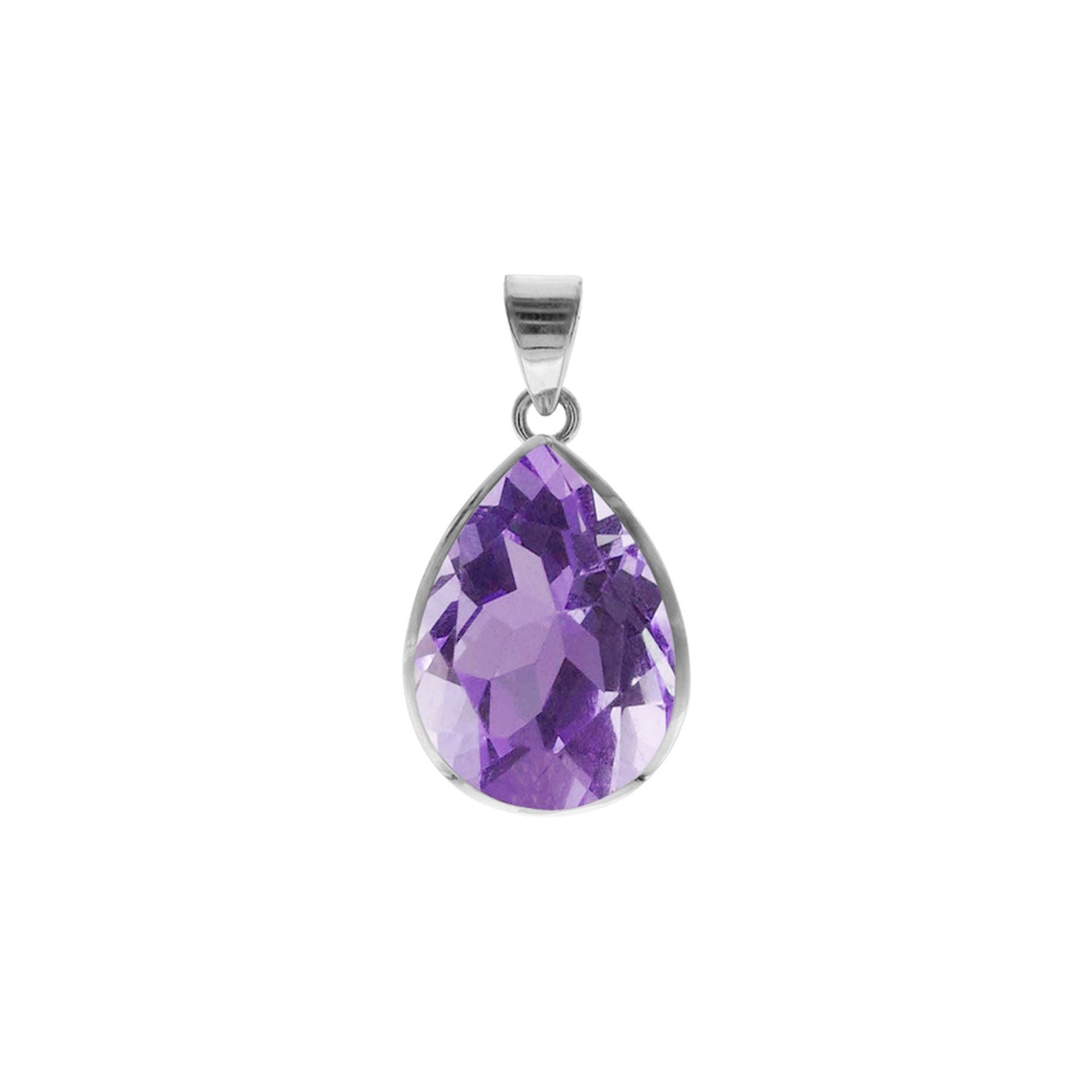 Samira simple amethyst facet teardrop pendant