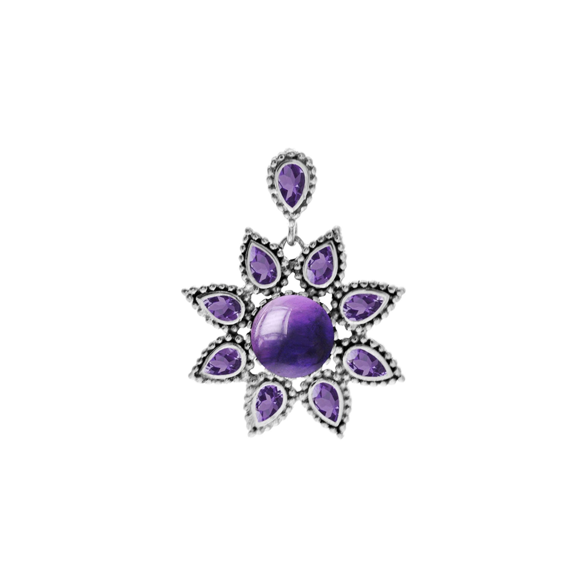 Isla amethyst vintage flower pendant
