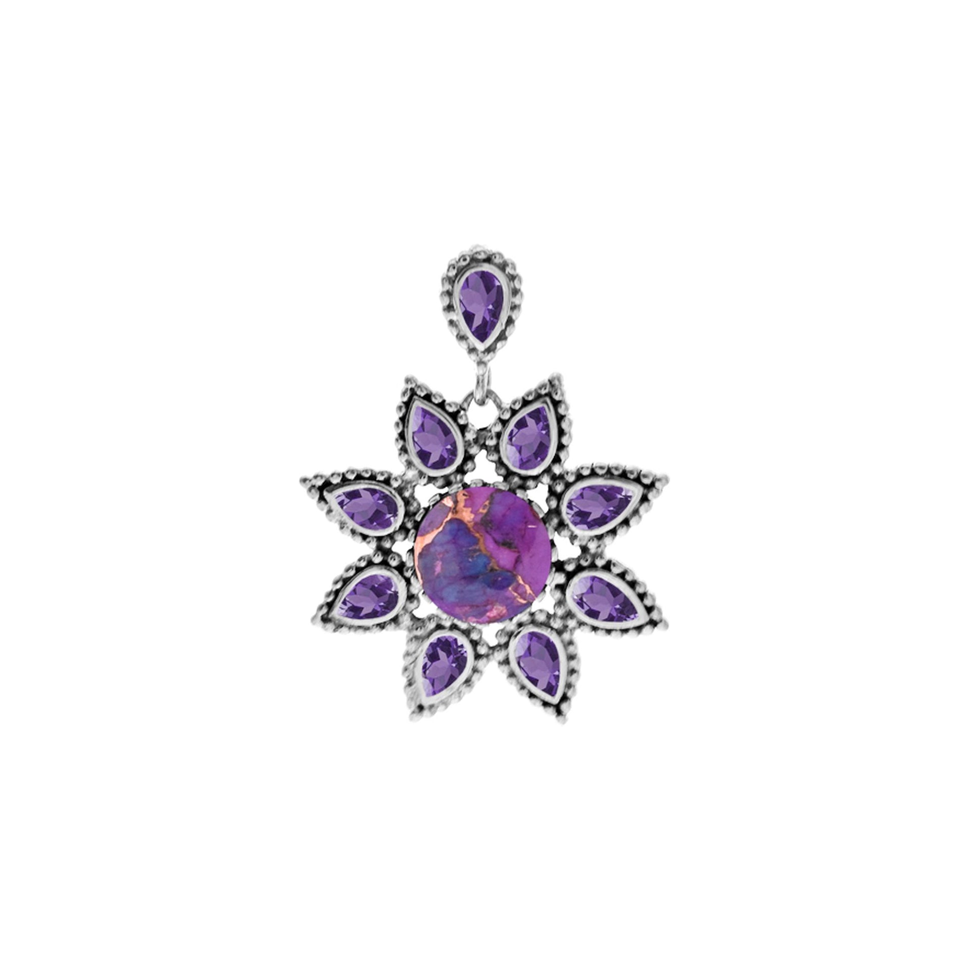 Isla purple mohave and amethyst facet vintage flower pendant
