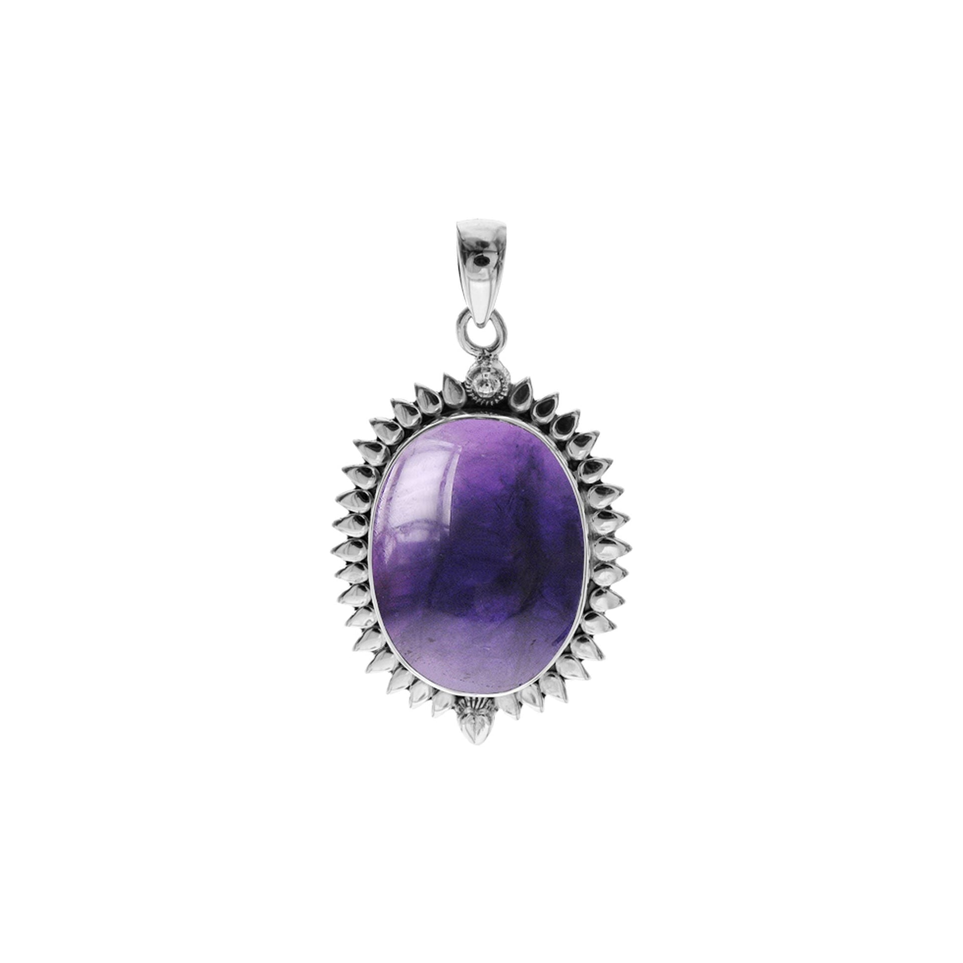 Lola oval amethyst petal surround pendant