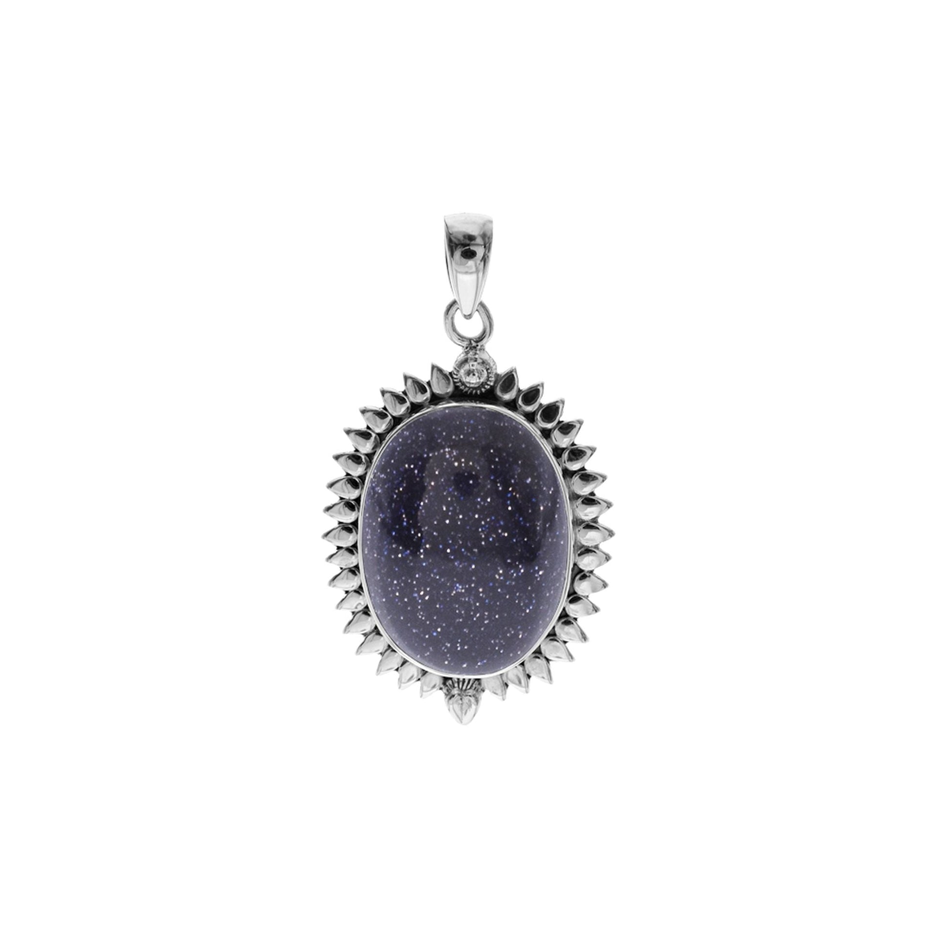Lola large blue goldstone petal surround pendant