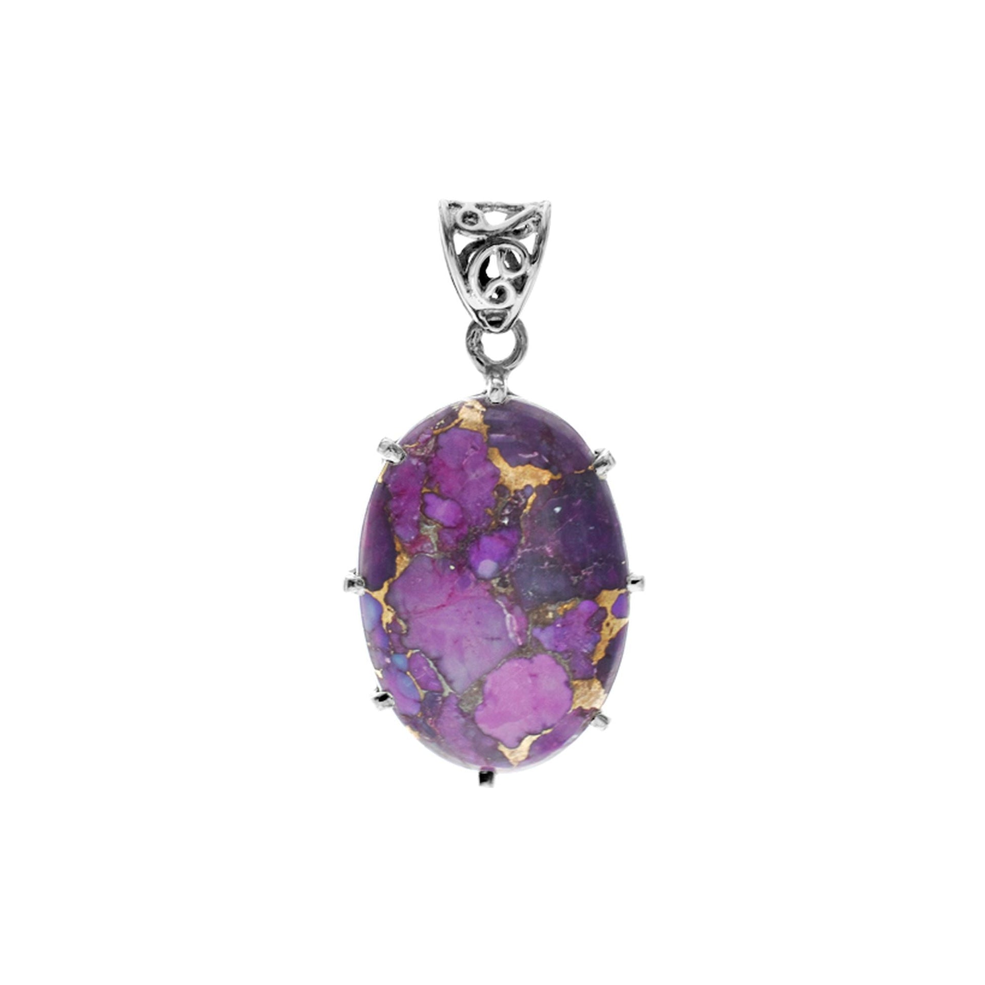 Claw-set purple mohave turquoise filigree bale pendant