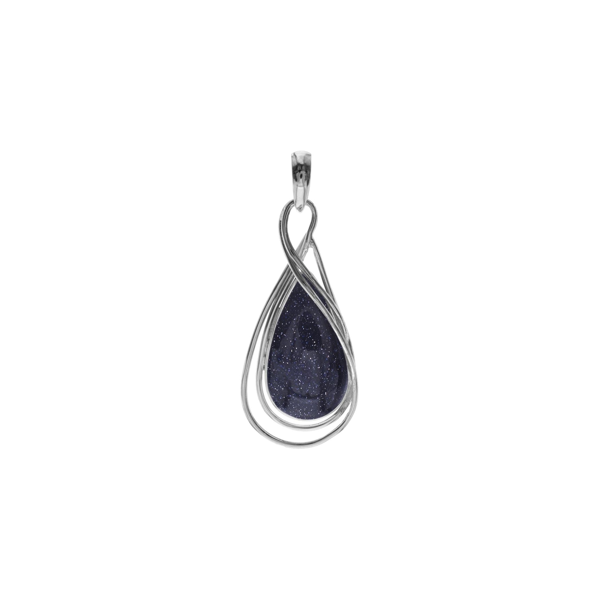 Viola teardrop blue goldstone wire detail pendant