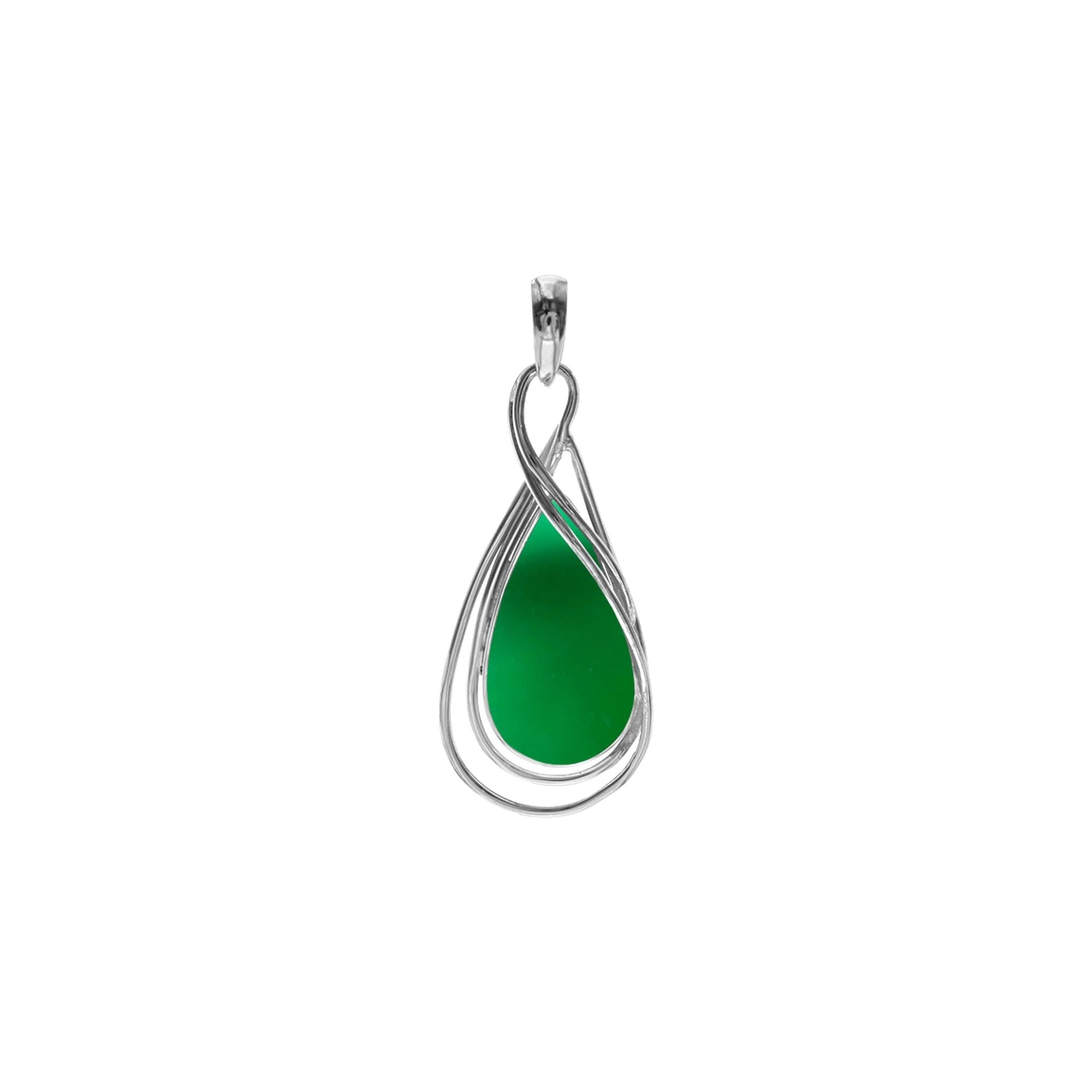 Viola teardrop green agate wire detail pendant