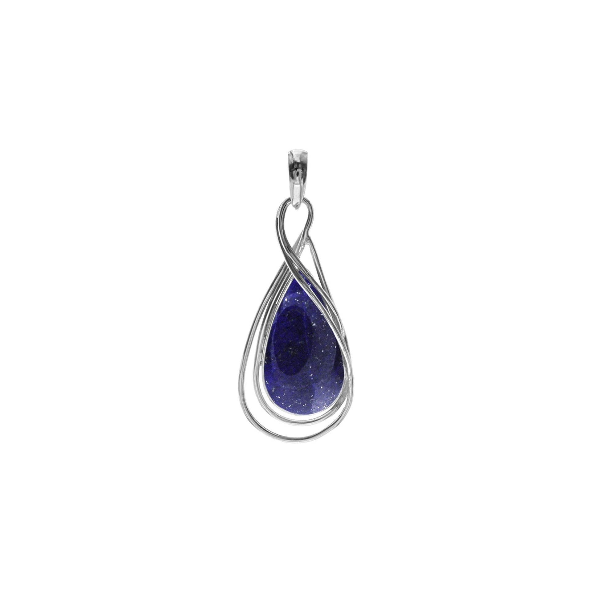 Viola teardrop lapis lazuli wire detail pendant